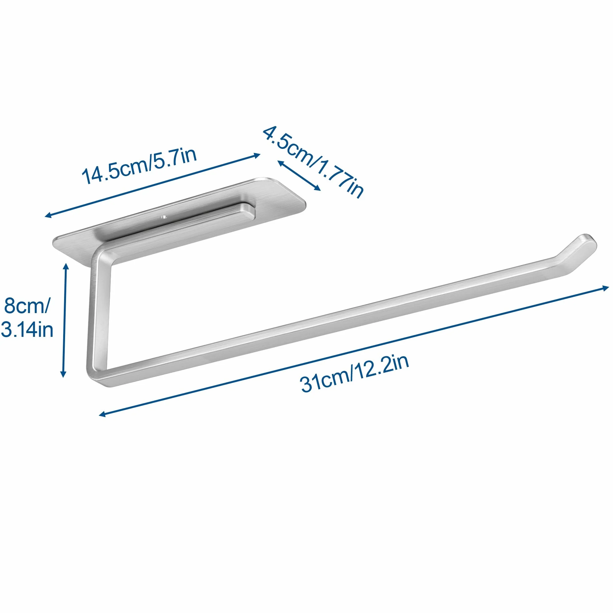 Portarrollos Papel Cocina de Aluminio para Montaje en Pared Plateado