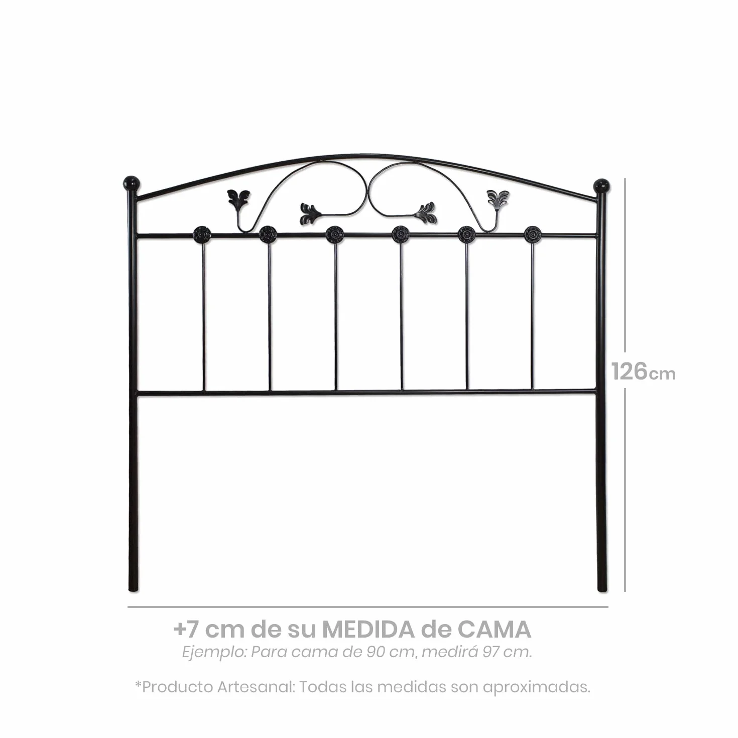 El Herrero Cabecero de Forja Manchego | Cabezal para Cama de Matrimonio e Individual | Producto Artesanal de España Blanco, para Cama de 135 (142cm)