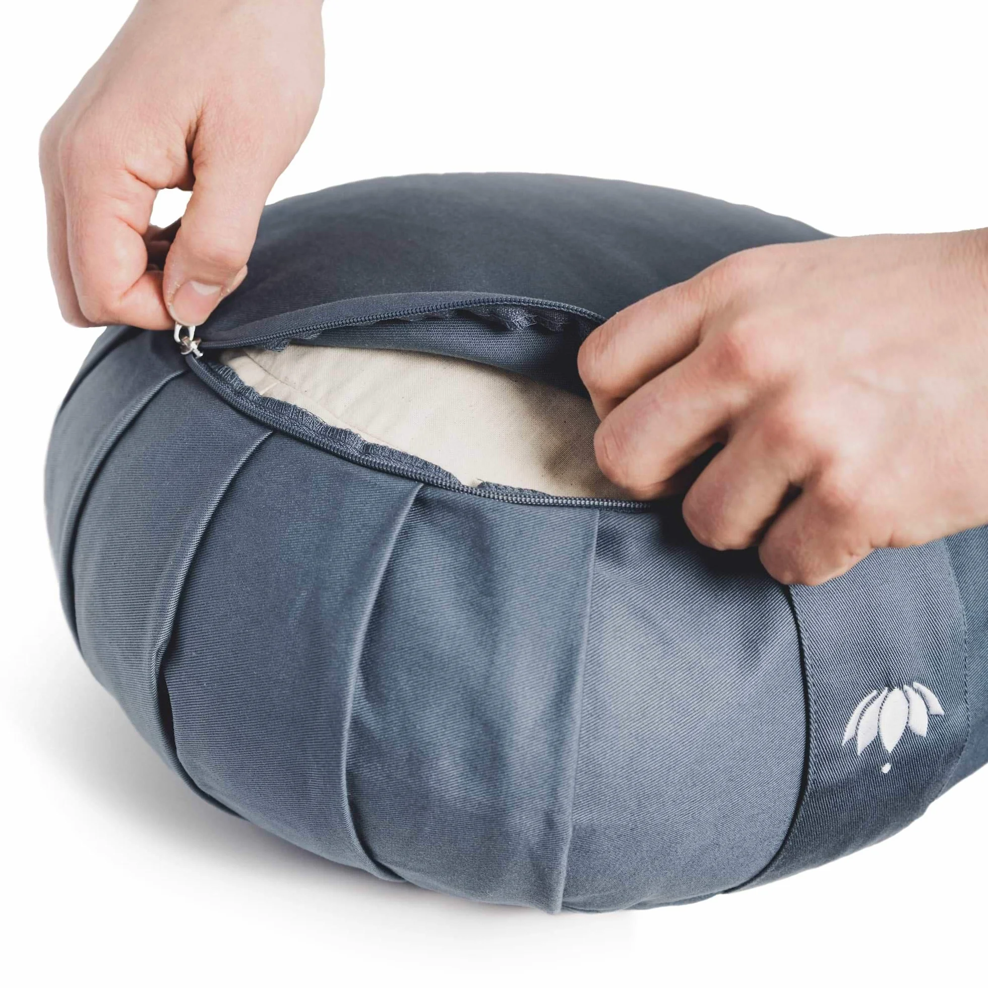 Lotuscrafts Cojin Zafu Meditación Yoga Kapok Delight - Altura 15 cm - Relleno de Kapok - Cubierta en Algodon Lavable- Cojin Yoga Zafu - Cojin Suelo Redondo - Meditation Cushion - Certificado GOTS