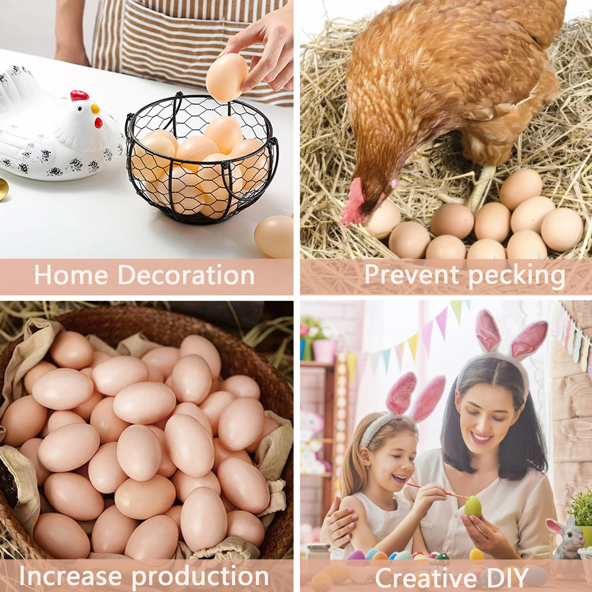 Huevos Artificiales de Plástico 20 Piezas Huevos Falsos de Poliestireno para Manualidades Marrón