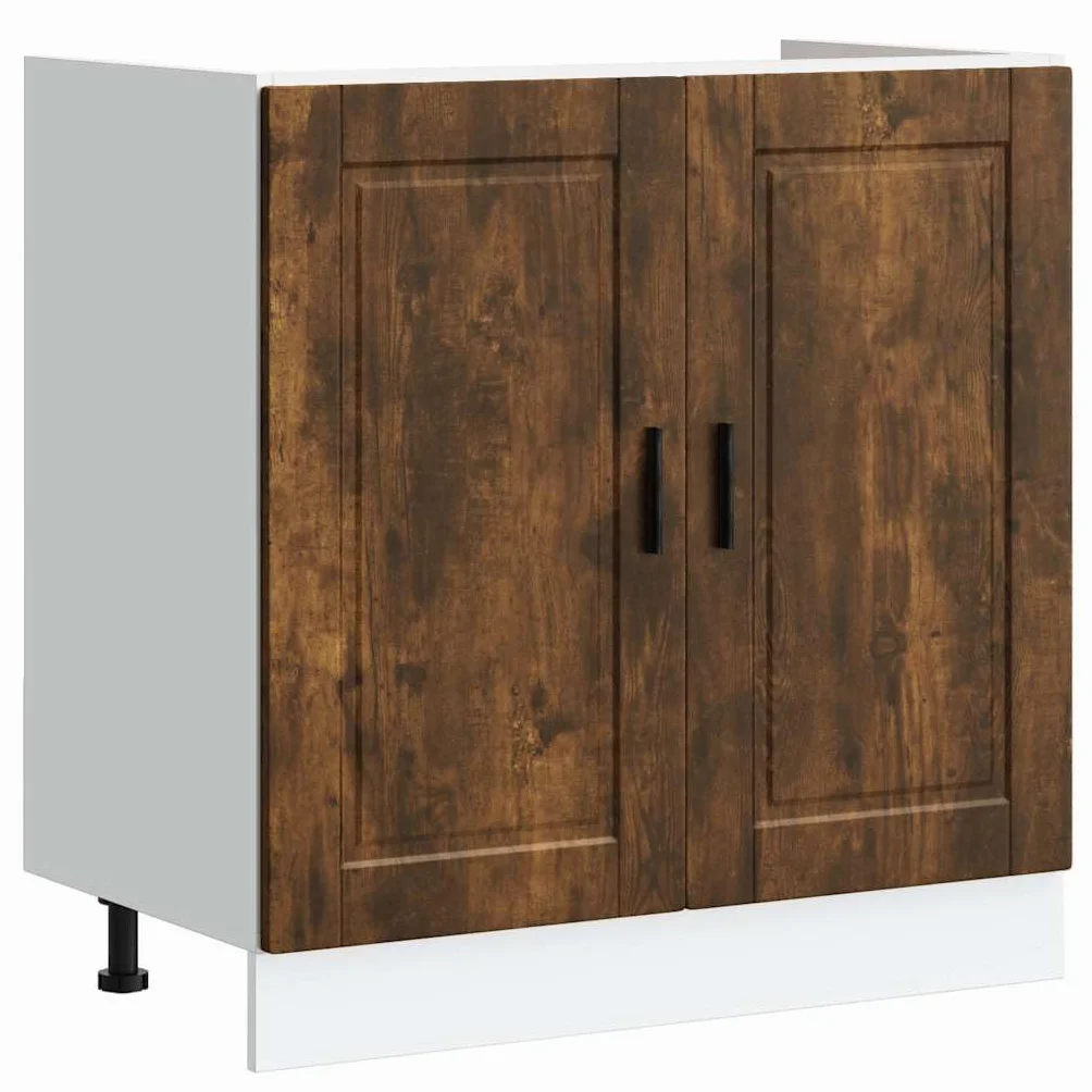 vidaXL Mueble bajo Fregadero Porto Roble Ahumado Madera ingeniería