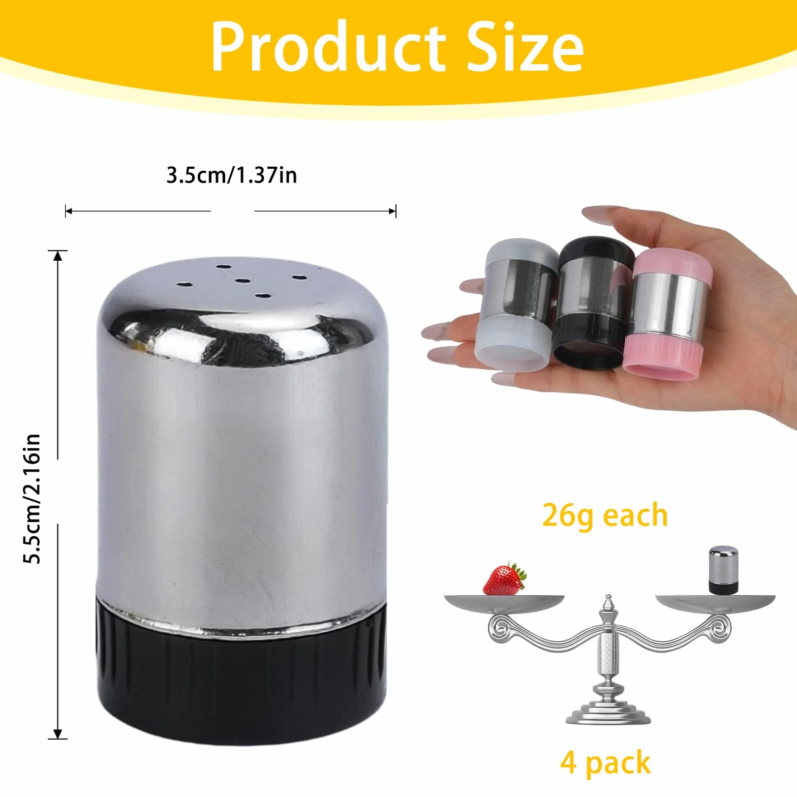 WRENYZK 3 unidades mini salero pequeño con tapa para viajes, acero inoxidable salero y pimentero pequeño con 5 agujeros para restaurantes, viajes, camping, bento box y barbacoa al aire libre