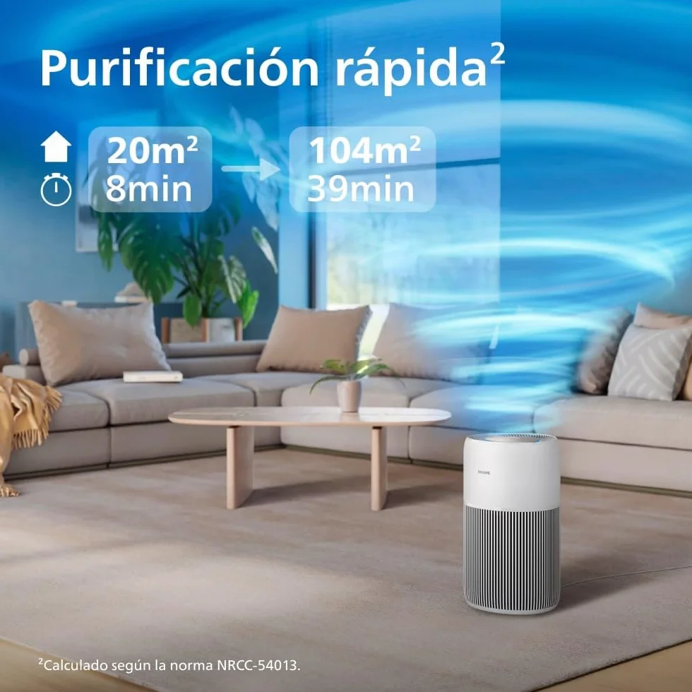Philips Purificador de aire Serie 2200, HEPA NanoProtect + Filtro de carbón activo, CADR 400m³/h para 104m², Personas alérgicas, Ultra silencioso, Filtro inteligente y duradero (AC2210/10)