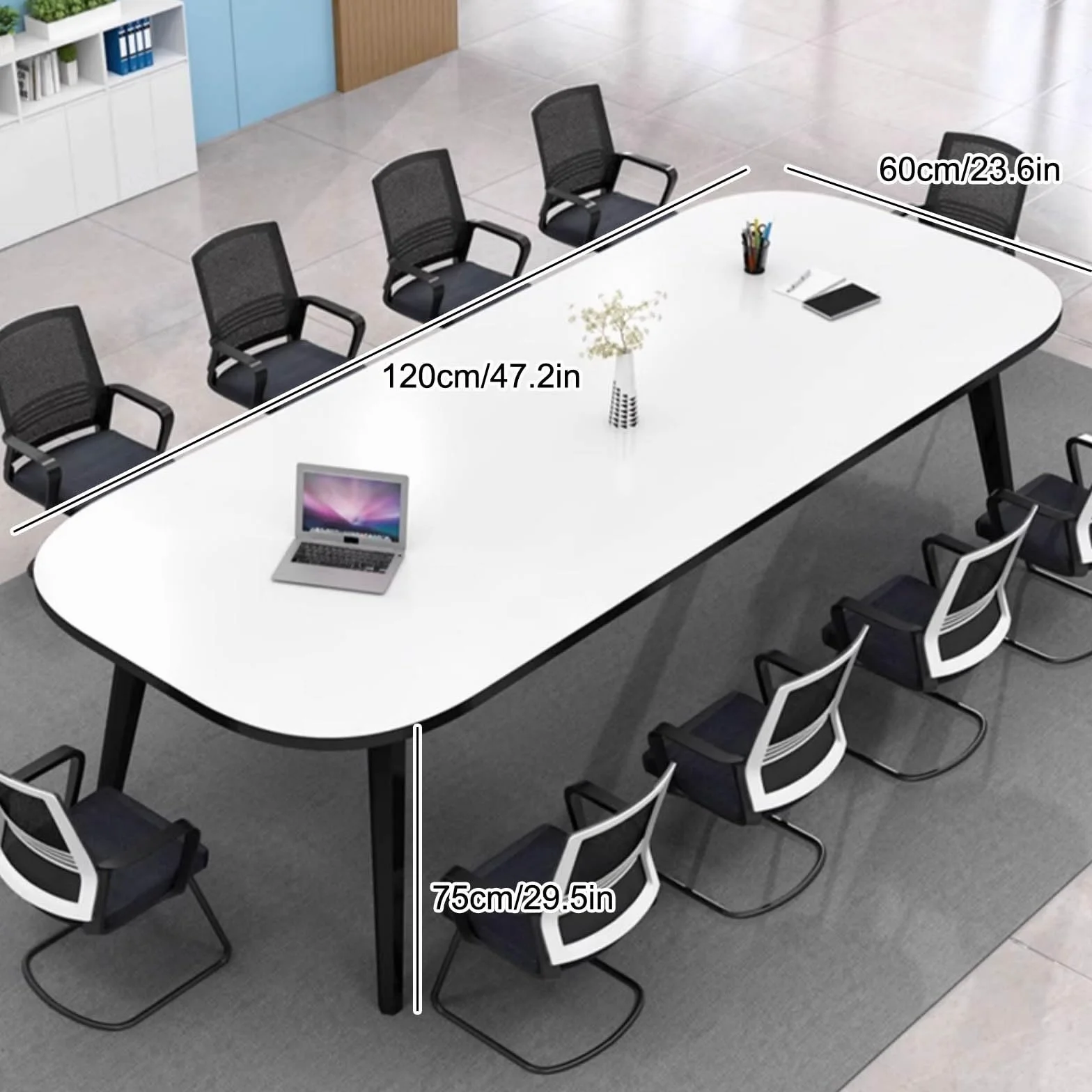 Mesa grande de conferencias de oficina, moderna mesa de seminario, mesa de sala de juntas, mesa de descanso, para oficina con marco de metal fuerte, fácil montaje