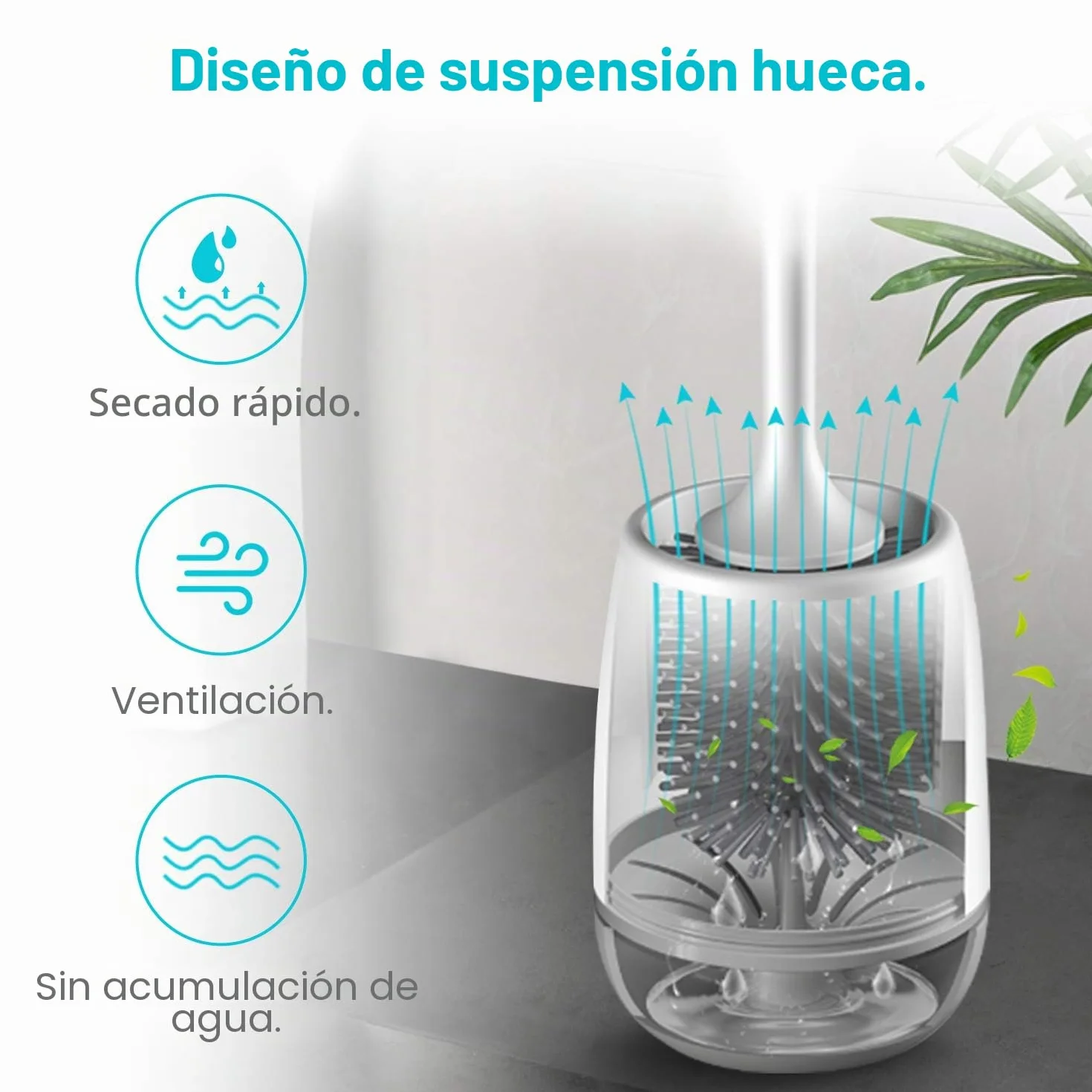 EWEIMA Escobilla WC Silicona Secado Rápido Montaje Suelo Pared Gris