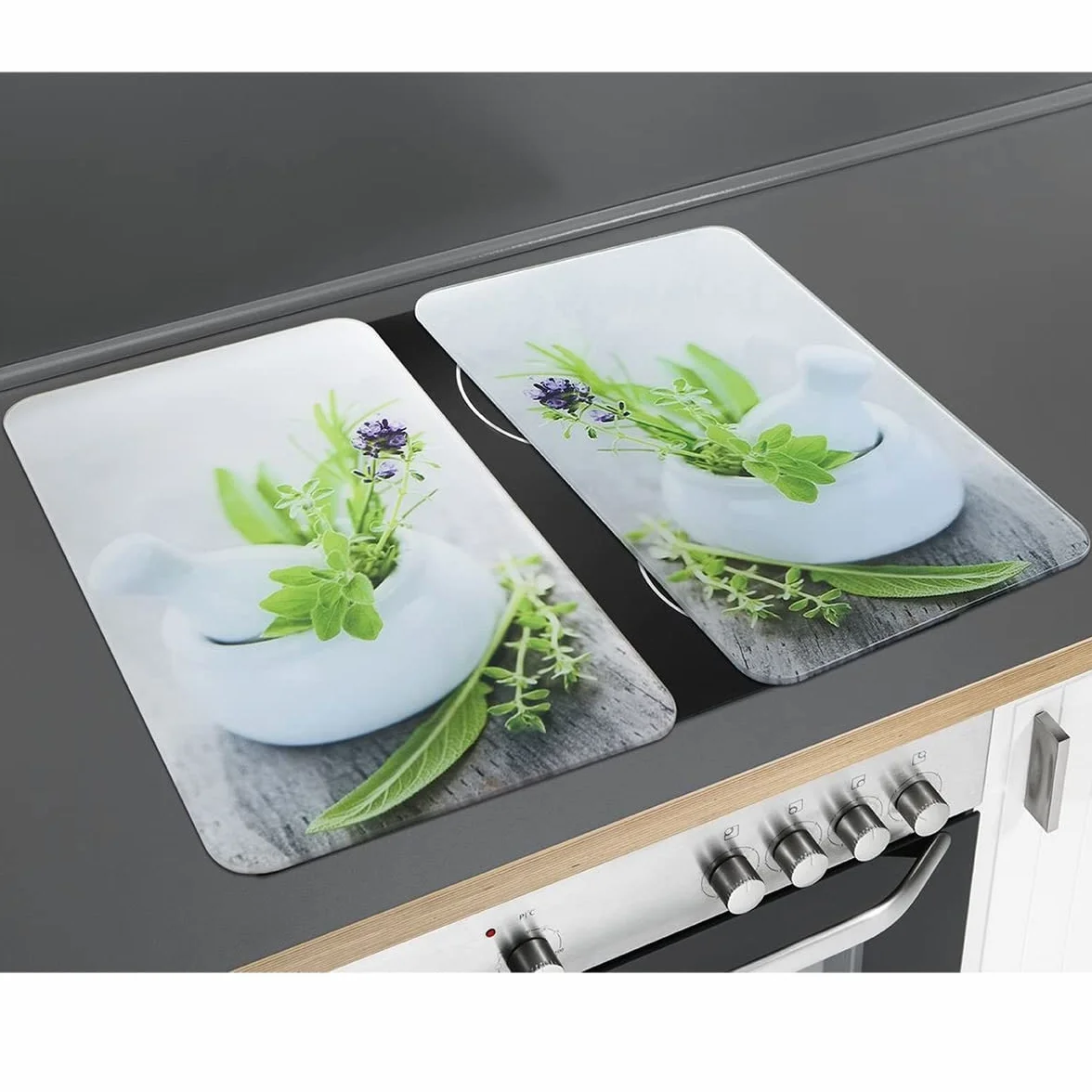 WENKO Placas protectoras cocina Mod Jardín de hierbas ajustable altura vidrio 30x52 cm juego 2