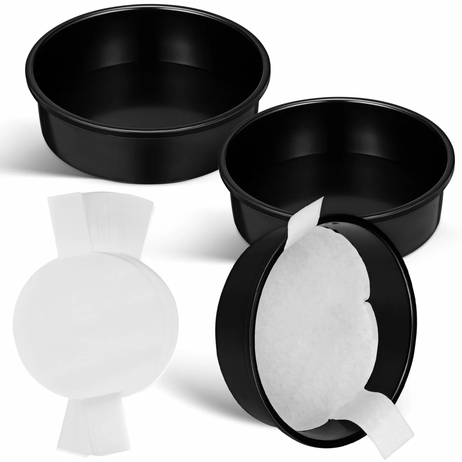 ULTECHNOVO 3piezas Moldes Para Pasteles Redondos De Antiadherente Para Hornear Con Papel De Horno Para Molde De Bizcocho Desmontable