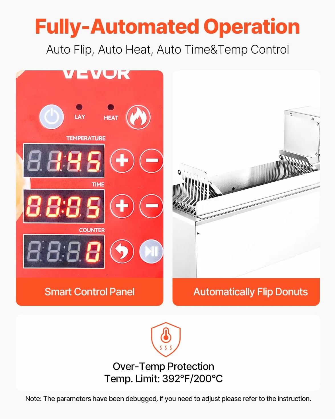 VEVOR Máquina Automática para Hacer Donas, Equipo para Hacer Donas de Una Sola Fila, Alta Potencia de 90 Piezas/Hora, Acero Inoxidable, con Moldes de 3 Tamaños y Conteo Automático, 14,5 L, Plata