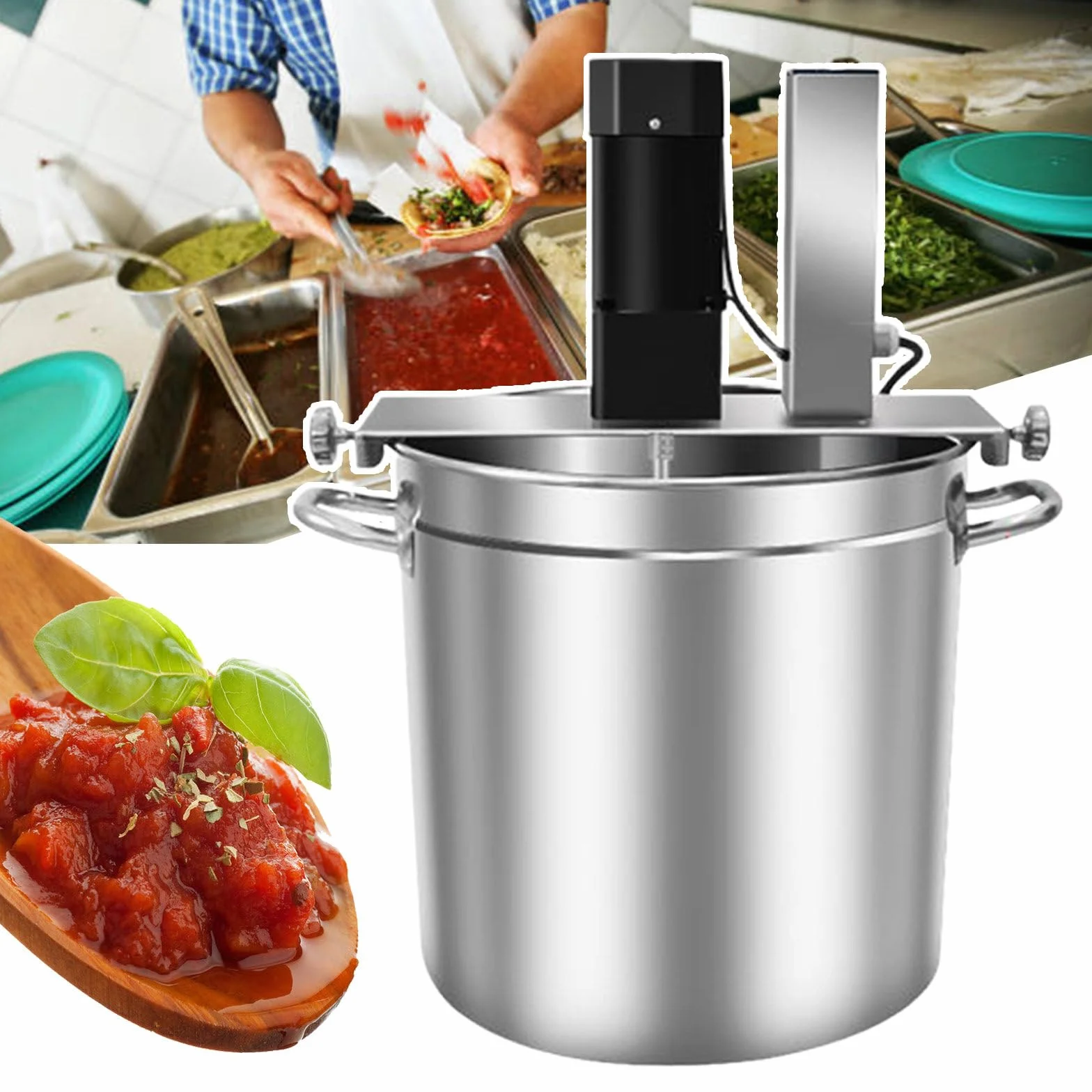 Mezcladora Eléctrica Industrial para Mermeladas/Salsas/Rellenos (20L/25L/40L/60L) - Olla Automática con Raspador de Fondo, Compatibilidad Multi-Calefacción + Control Velocidad Ajustable,60L