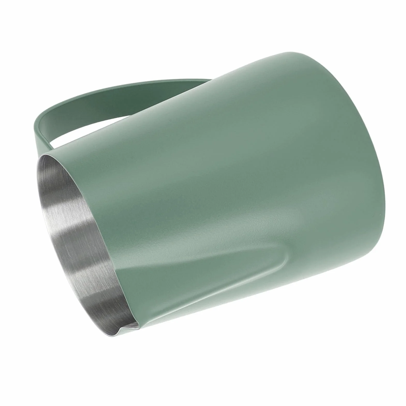 SIXRUN Jarra de café con Leche, Taza para Espumar Leche de Acero Inoxidable de 600 Ml con Boca Puntiaguda para Latte Art, Perfecta para Baristas Caseros y Amantes del café (verde oscuro)