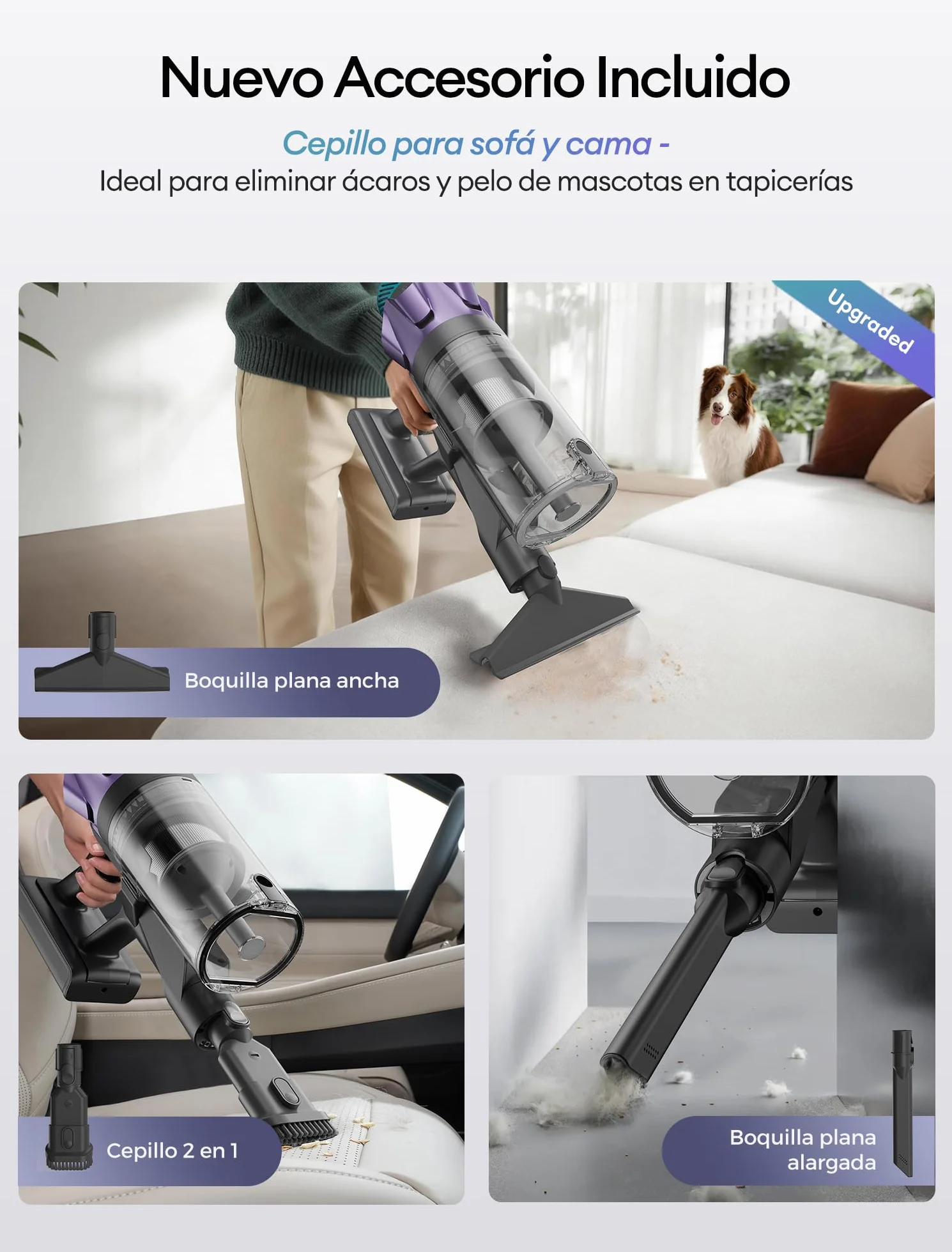 Ultenic U18Pro Aspiradora sin Cable 55Kpa/80Mins Sistema Multiciclón Display Tiempo Restante Limpieza sin Agacharse Anti-enredos Pelo Mascotas Alfombras