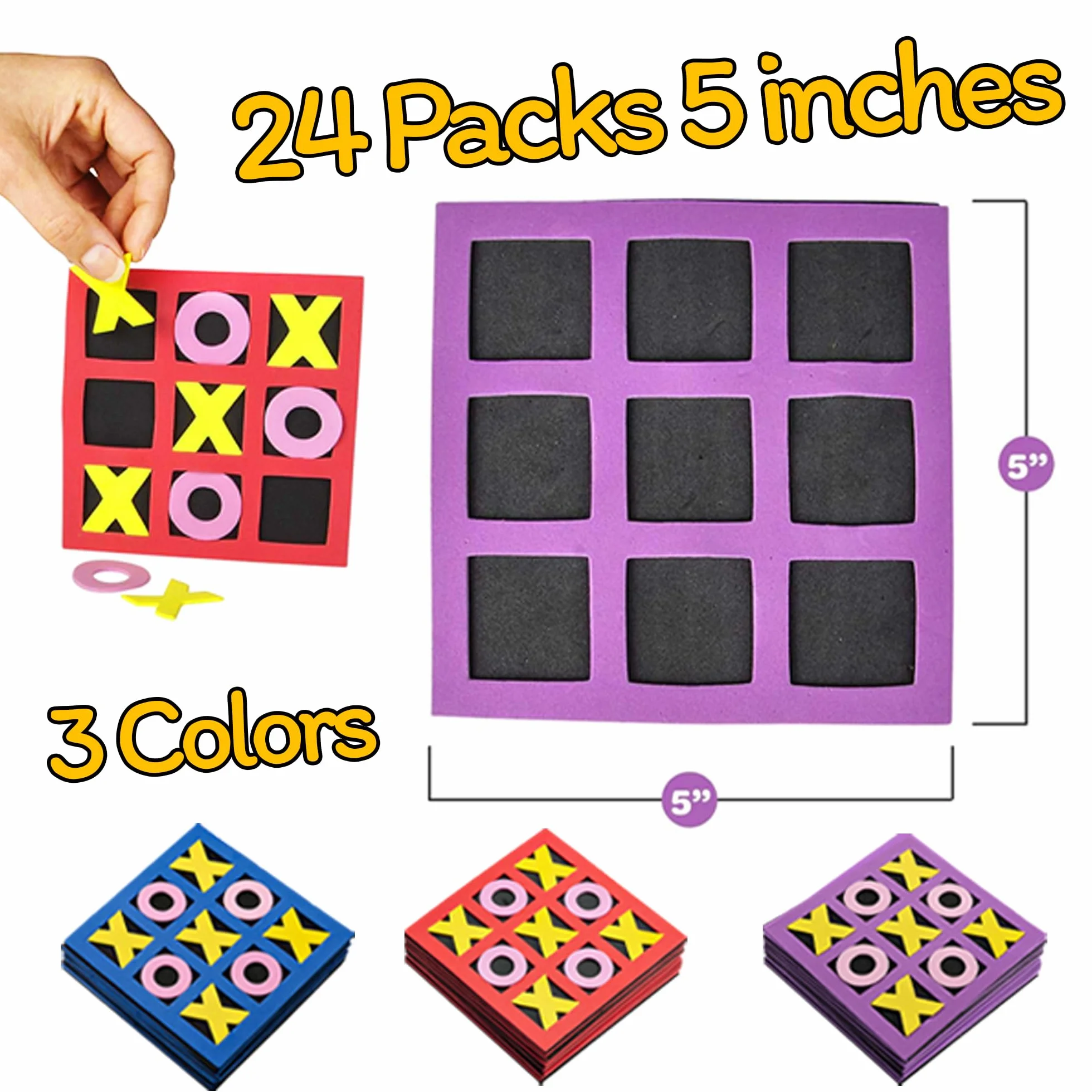 Juego de Tres en Raya Bedwina 24 pzas, Mini Tablero de Espuma 12,7 cm para Niños