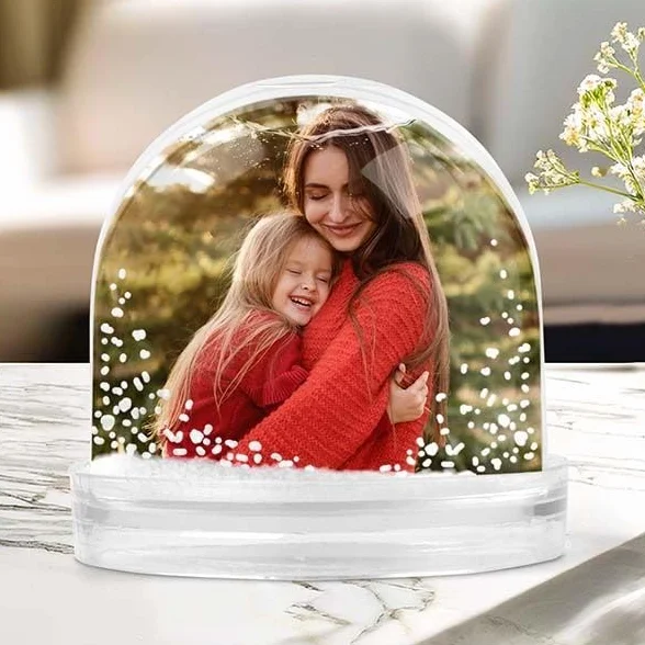 Bola de Nieve Personalizada con Foto Transparente Regalo Navideño Decoración