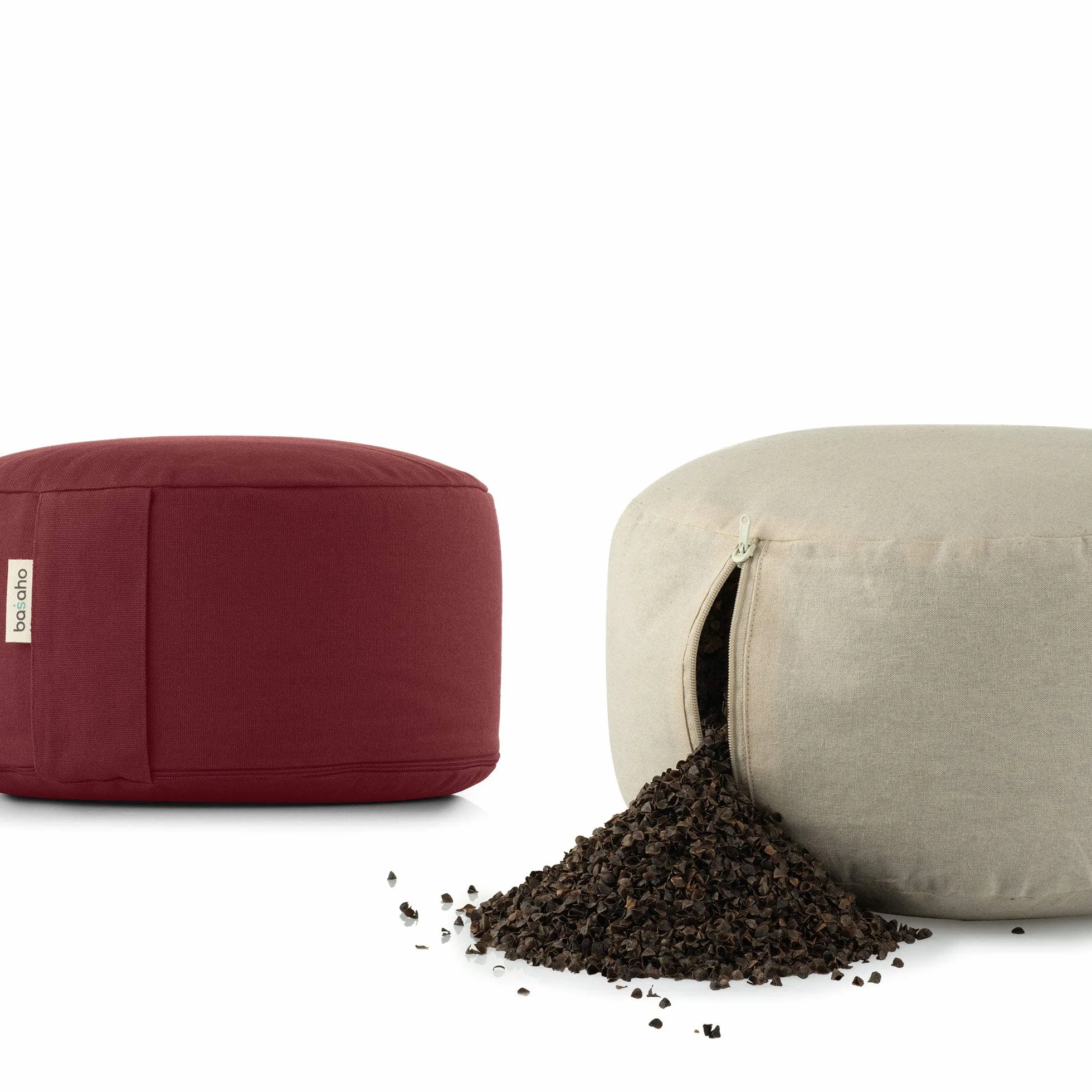 Cojín de Meditación Zafu de Algodón Orgánico con Cáscara de Trigo Sarraceno y Funda Extraíble Lavable