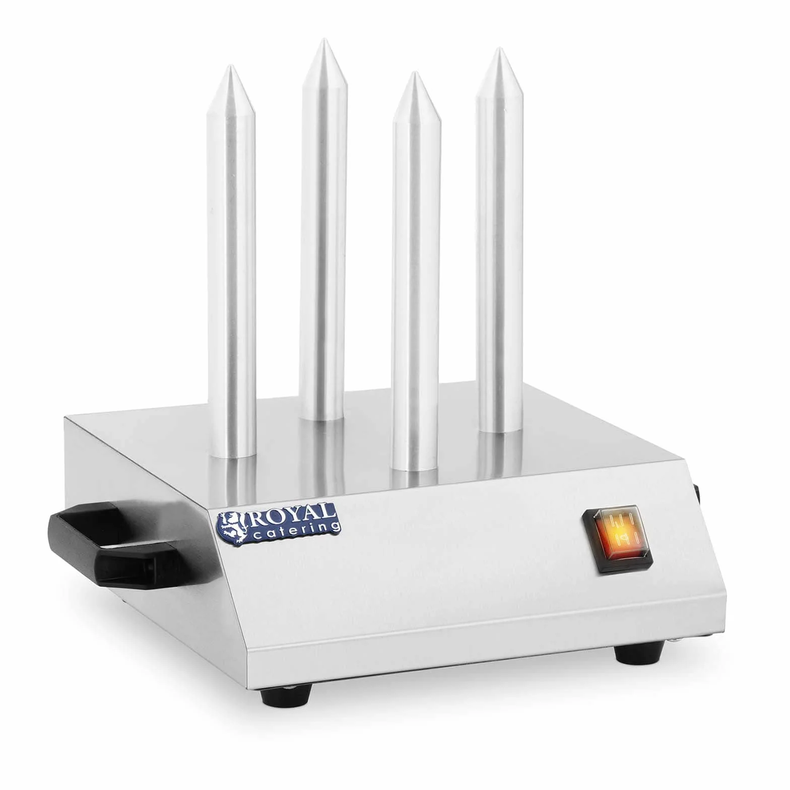 Royal Catering Máquina de Perritos Calientes Hot-Dog Machine 4 Pinchos RCHW-200 200 W 230 V Acero inoxidable