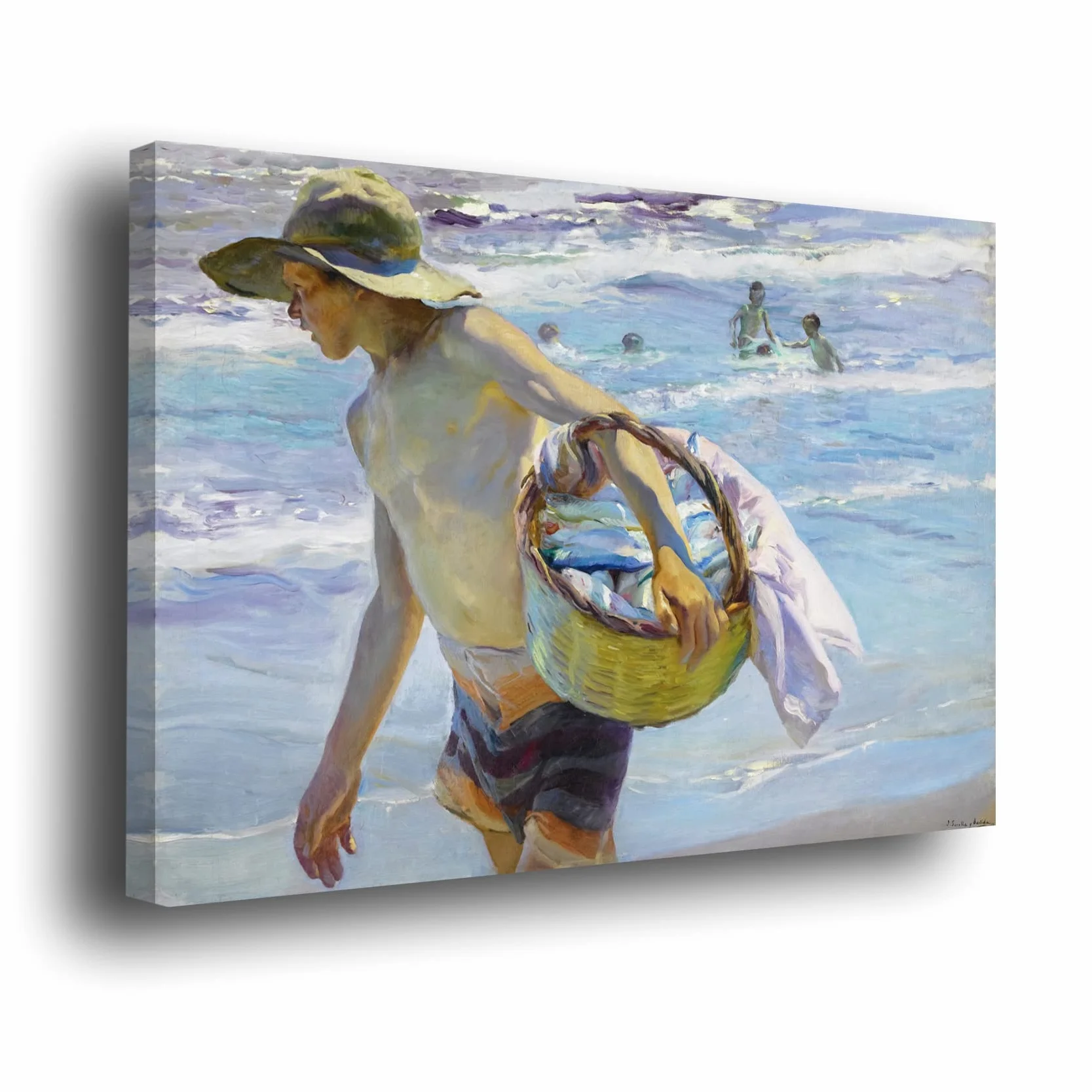 Genérico Cuadro Lienzo Canvas El Pescador Joaquin Sorolla Playa Valenciana de Cabañal 1904 – Lienzo con Bastidor 3cm - Alta resolución (80_x_53_cm)
