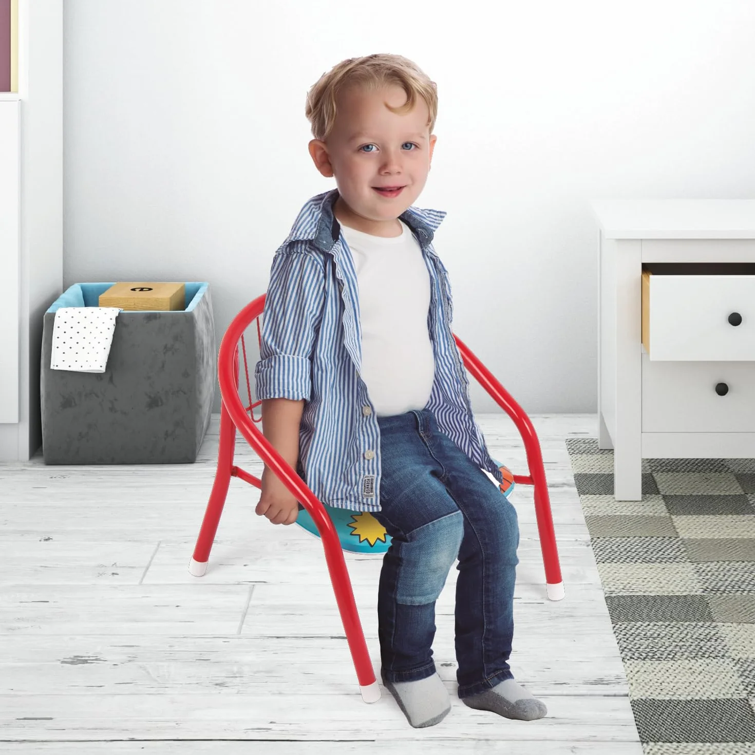 ARDITEX Silla Infantil Mickey Mouse Disney, Silla Metal 35,5 x 30 x 33,5 cm Roja