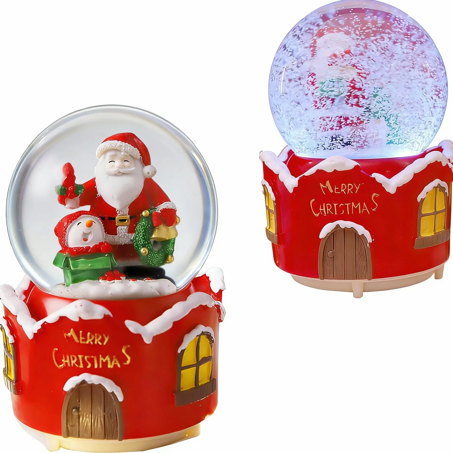 Figura de Resina Bola de Nieve Papá Noel Navidad Musical Decoración Hogar Adorno Regalo