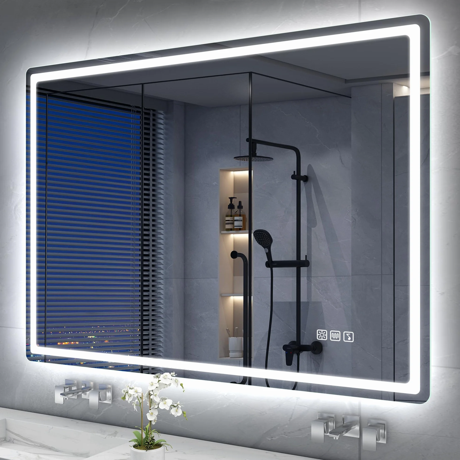 S'bagno Espejo Baño LED Bluetooth 100x70cm IP44 Antivaho Regulable 3000K/4000K/6500K