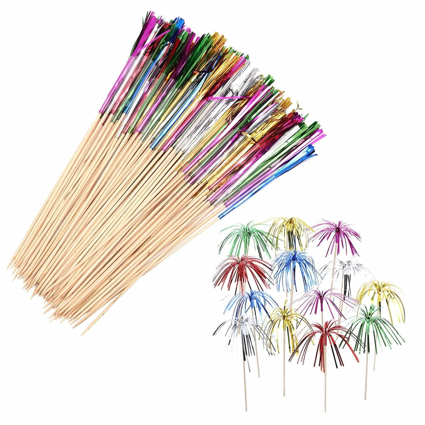 200 Piezas De Inserciones De Fuegos Artificiales, Inserciones De Cócteles, Accesorios De Decoración De Cócteles, Palos De Decoración De Pasteles, Palos Decorativos De Fuegos Artificiales