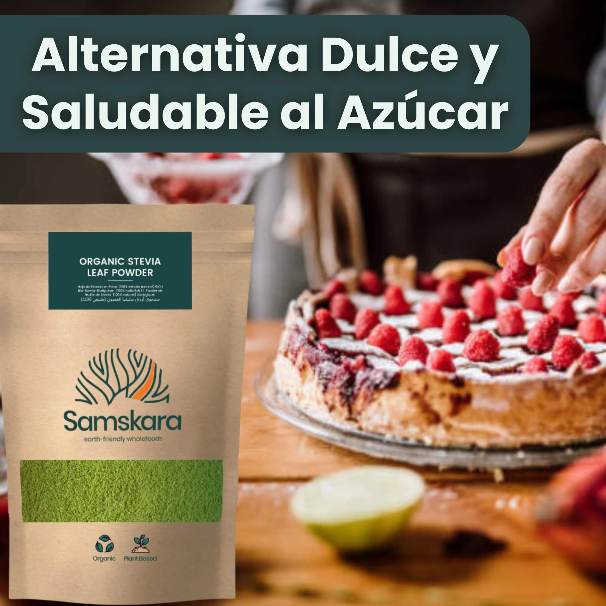 Stevia en Polvo Natural Pura Orgánica Hojas de Estevia Molidas 100% Naturales BIO Ecológico Endulzante 100 g