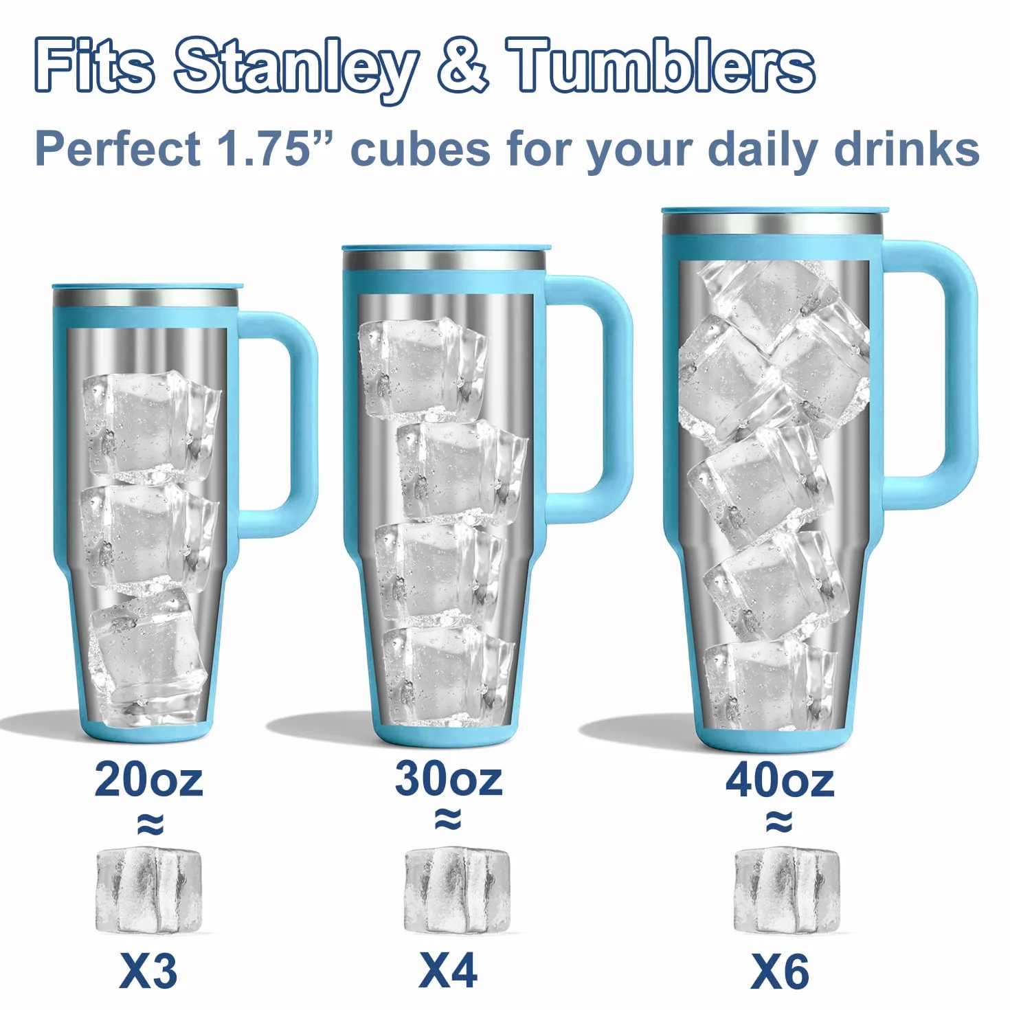 Cubitera de silicona con tapa, moldes cuadrados grandes para helados de whisky, Pack de 3 bandejas sin BPA