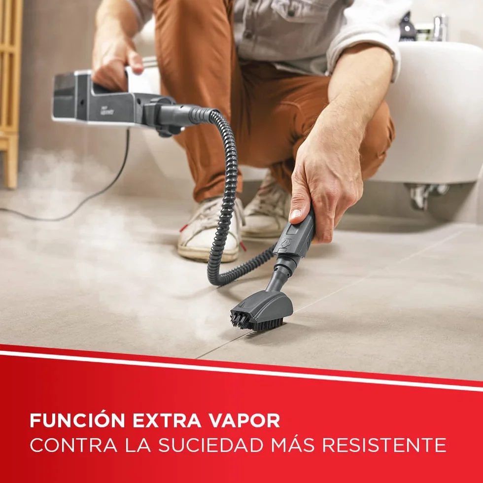 Polti Vaporetto SV650 Style Mopa a Vapor 2 en 1, 1500 W, 3 Niveles de Vapor, 19 Accesorios, Rojo/Blanco