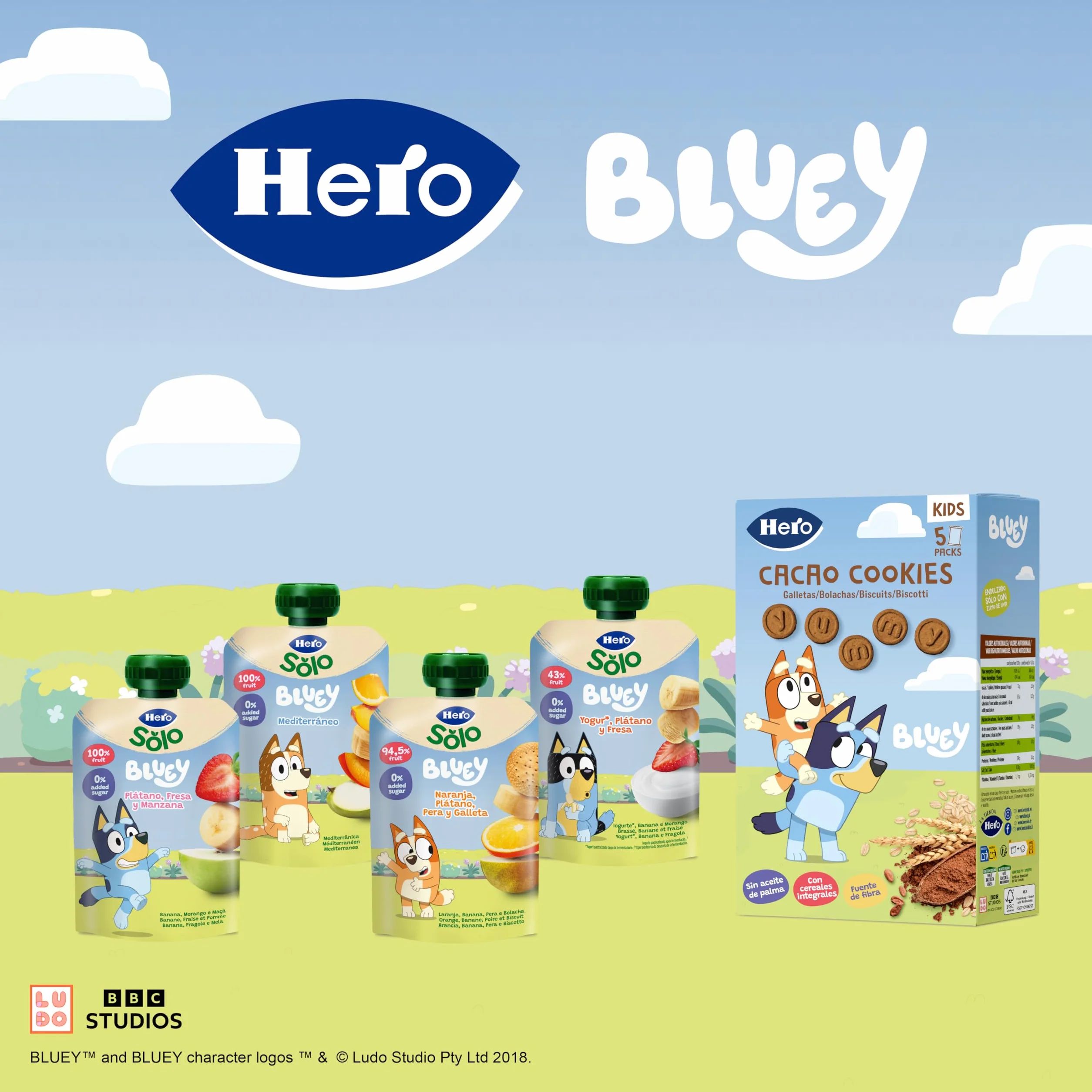 Hero Solo Bolsitas con Plátano Fresa y Manzana para Bebés 6 Meses Pack 18 x 100 g