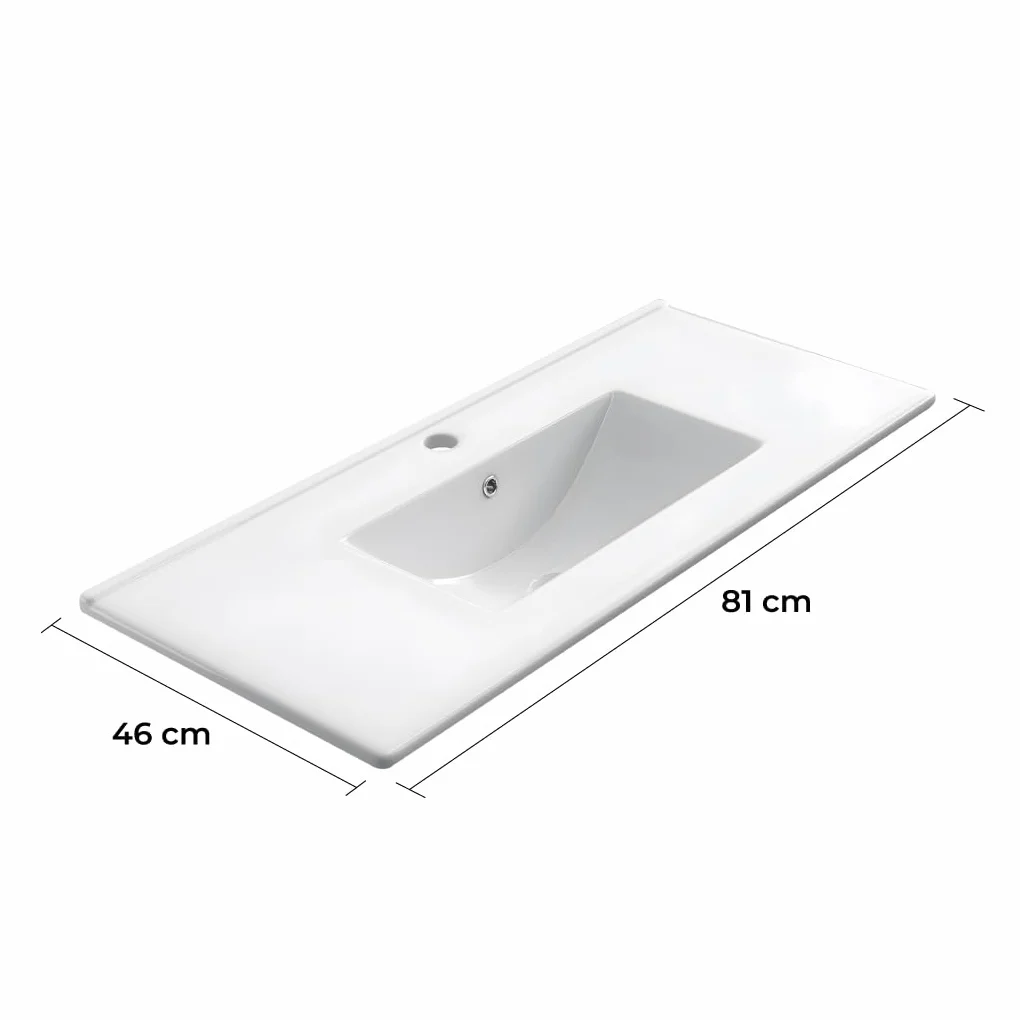 Encimera de Porcelana Blanca Brillante – Diseño Minimalista y Elegante, Esmalte, Antibacteriana, Fácil de Limpiar, Resistente y Duradera – Varias Medidas (46 x 81 Cm)