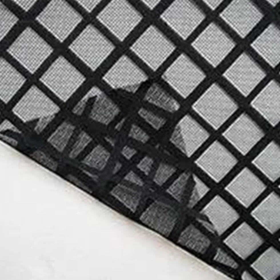 Tejido de malla elástica, Tela de malla elástica calada cuadrada Multicolor 90cmx130cm(Black,Many yards not cut)