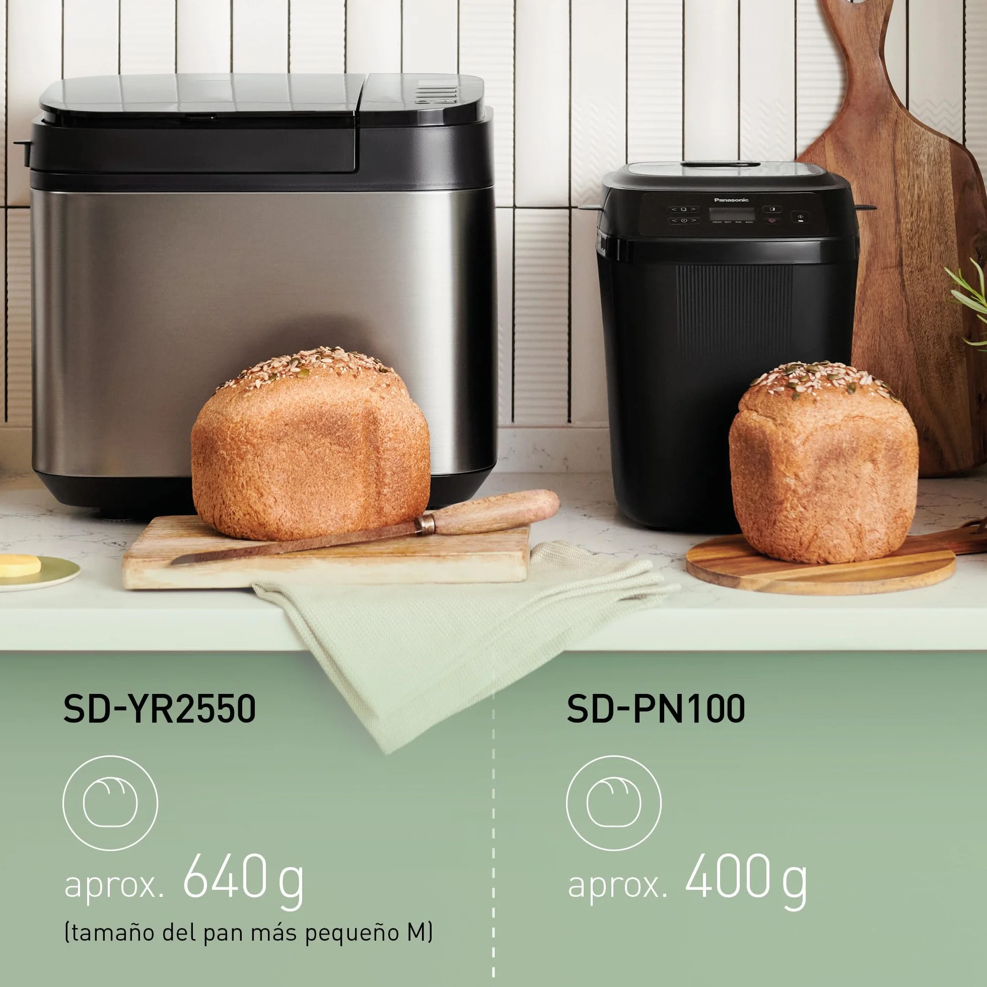 Panasonic SD-PN100KXE Mini Panificadora Automática para Hogares Pequeños, 4 Programas Sin Gluten, Diseño Compacto, 18 Programas Automáticos, Pantalla LCD, Pan Pequeño 200 o 400g, Negro