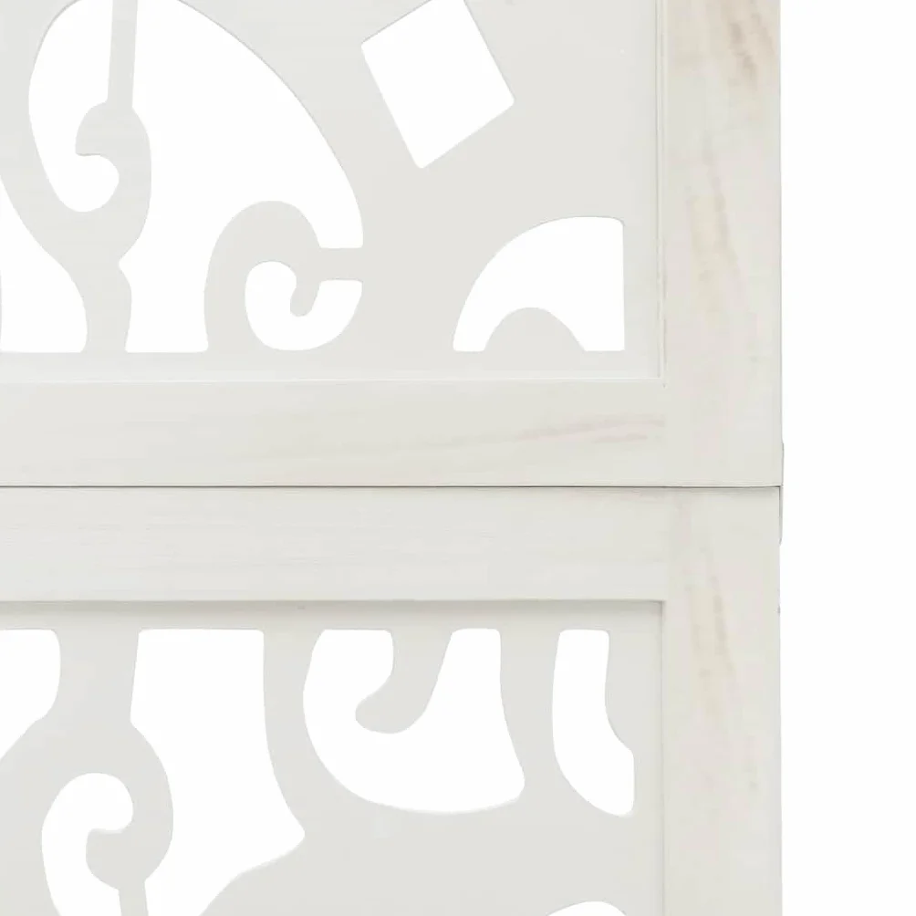 vidaXL Biombo Separador de 6 Paneles Madera Maciza Paulownia Blanco