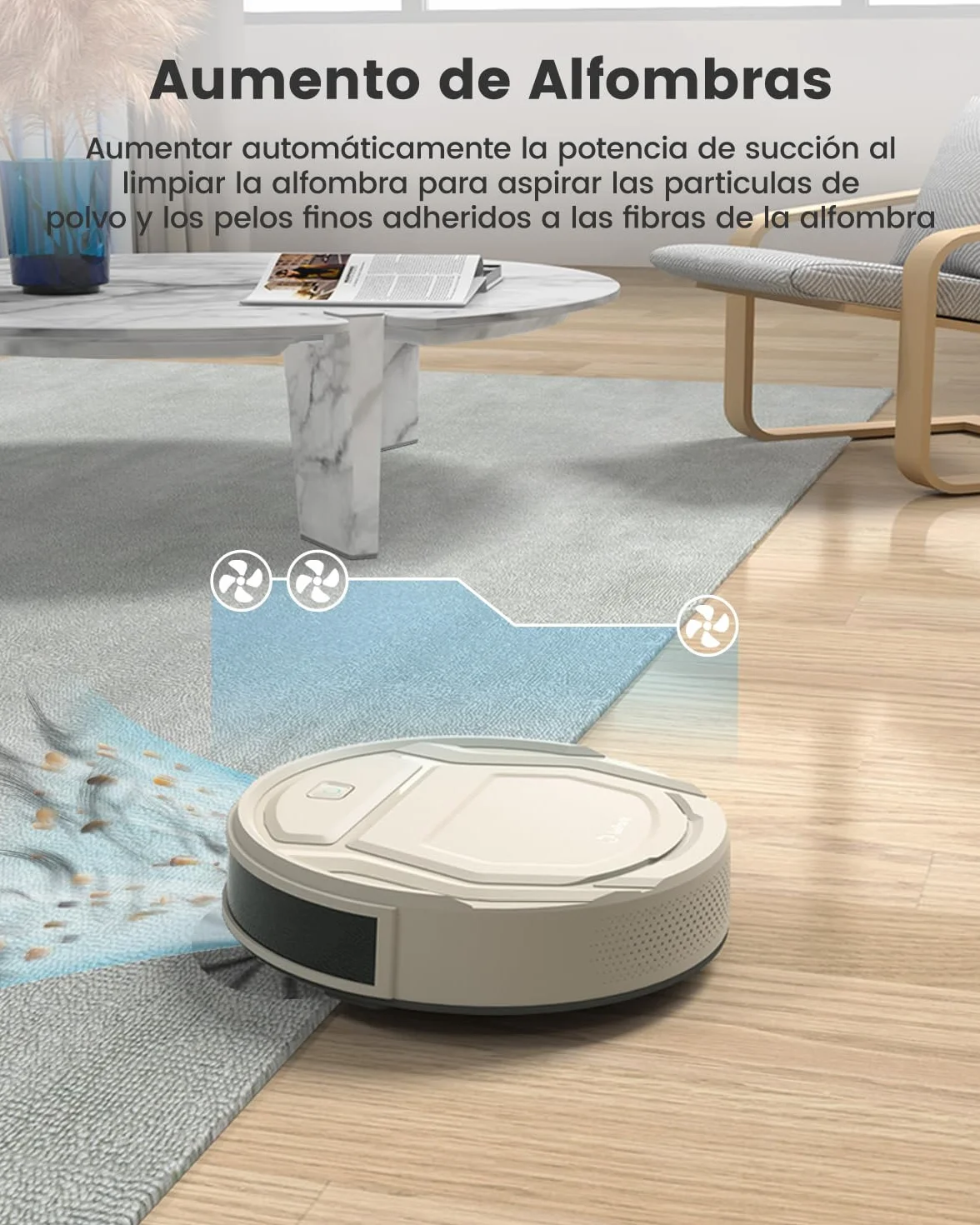 Lefant Robot Aspirador 2200 Pa,120 Min Autonomía, Aspirador Robot 6 Modos de Limpieza, Evitar Enredos, Delgada, Silenciosa, WiFi/Alexa/App, Ideal para Pelo de Mascotas, Suelo Duro, M210 Pro Champán