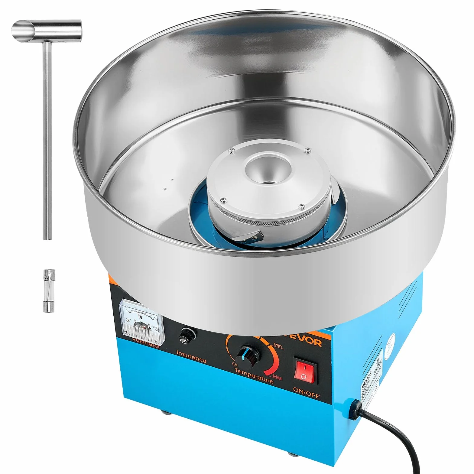 VEVOR Máquina de Algodón de Azúcar Eléctrica 1000 W Capacidad de 100 g de Azúcar 38 x 38 x 34 cm Fácil de Instalar y Desmontar Fácil de Usar con Azucarero y Cuchara para Hogar, Fiestas, Azul