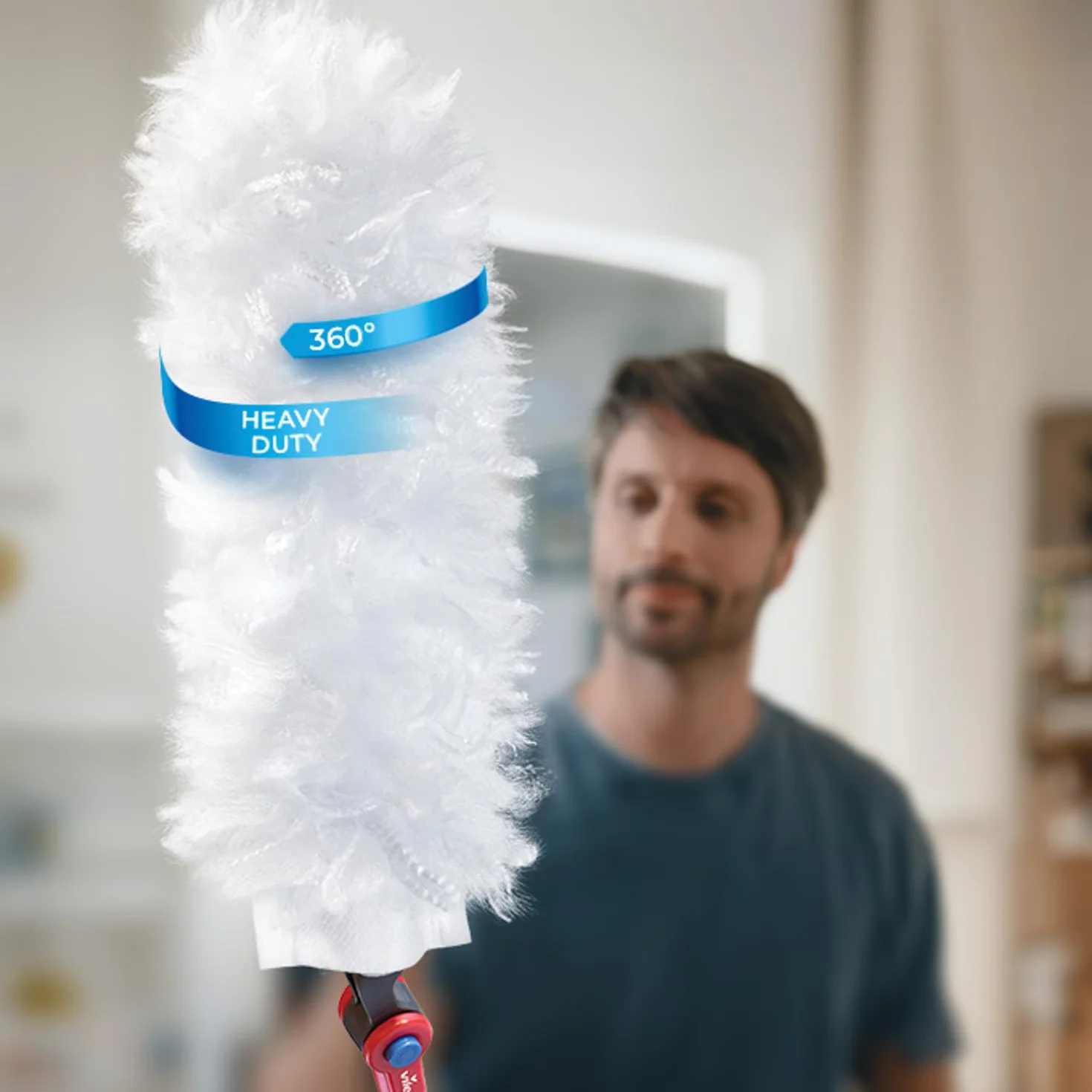 VILEDA Flex & Catch Plumero con Mango Extensible de 93 cm, 1 Recambio Completo, Limpieza de 360°, Flexible, Limpieza máxima