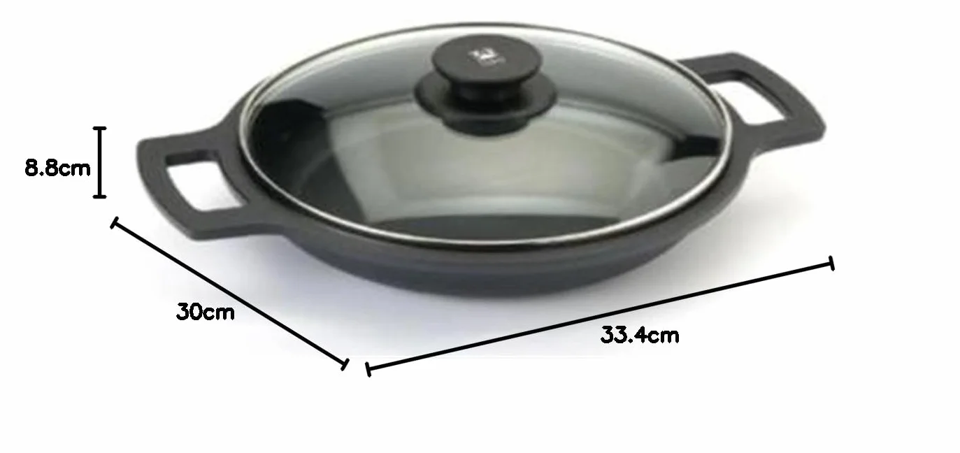 BRA Efficient | Cacerola baja con tapa de cristal y asas de silicona extraíbles, 36 cm, apta para todo tipo de cocinas incluida inducción y horno