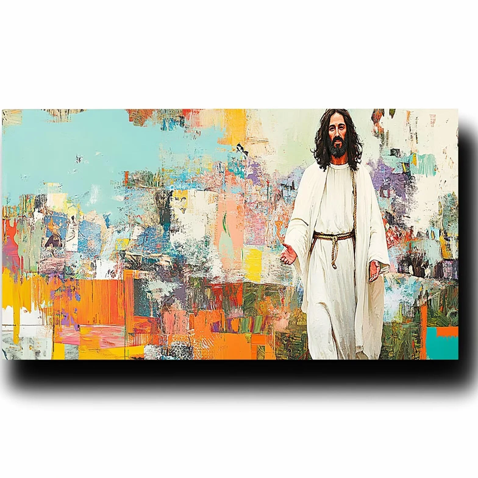 Pintar por Numeros Adultos Abstracto, Pintar por Numeros Niños Kit Manualidades Adultos Jesús Cuadros para Pintar por Numeros Pintura Acrílico, Cuadros Decoracion Salon Modernos 80X160cm 7w-0-8