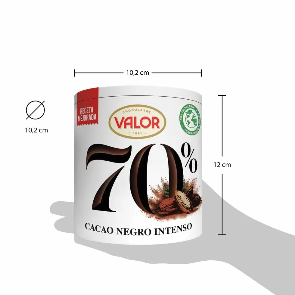 Valor Cacao Soluble Negro Intenso 70% Sin Gluten 300 Gramos