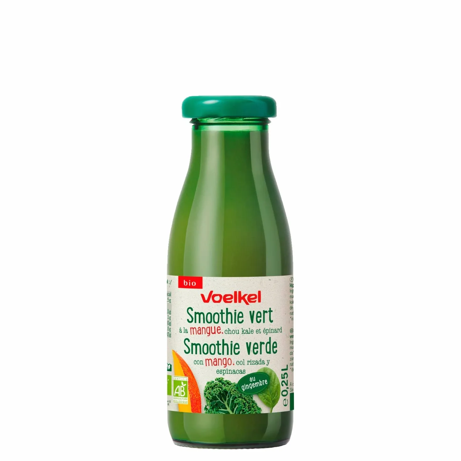 Smoothie Verde de Mango, Kale y Espinacas Bio Voelkel 250ml