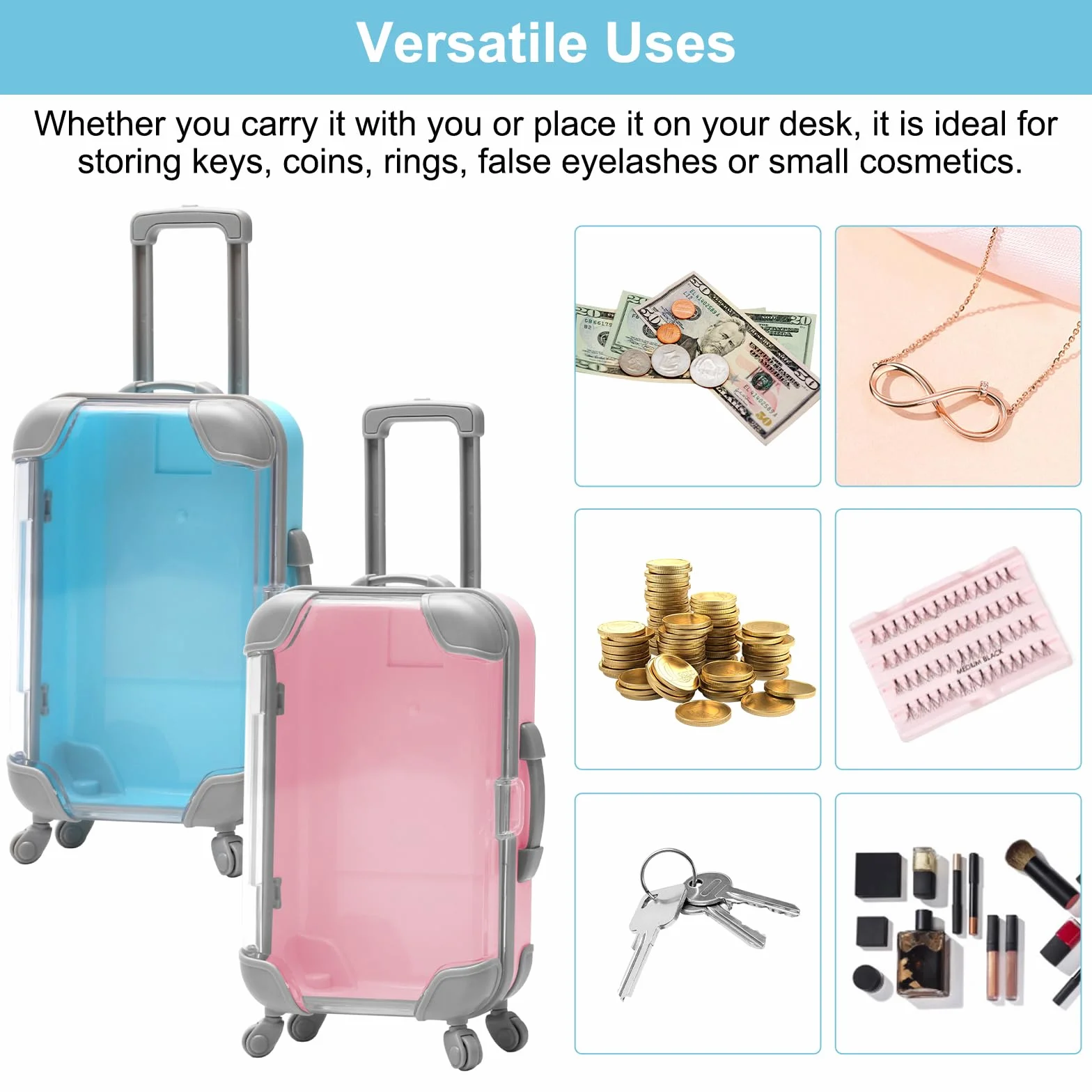 HENGBIRD Mini Maletas pequeñas con Ruedas y asa para Regalar Dinero, Vacaciones y Viajes