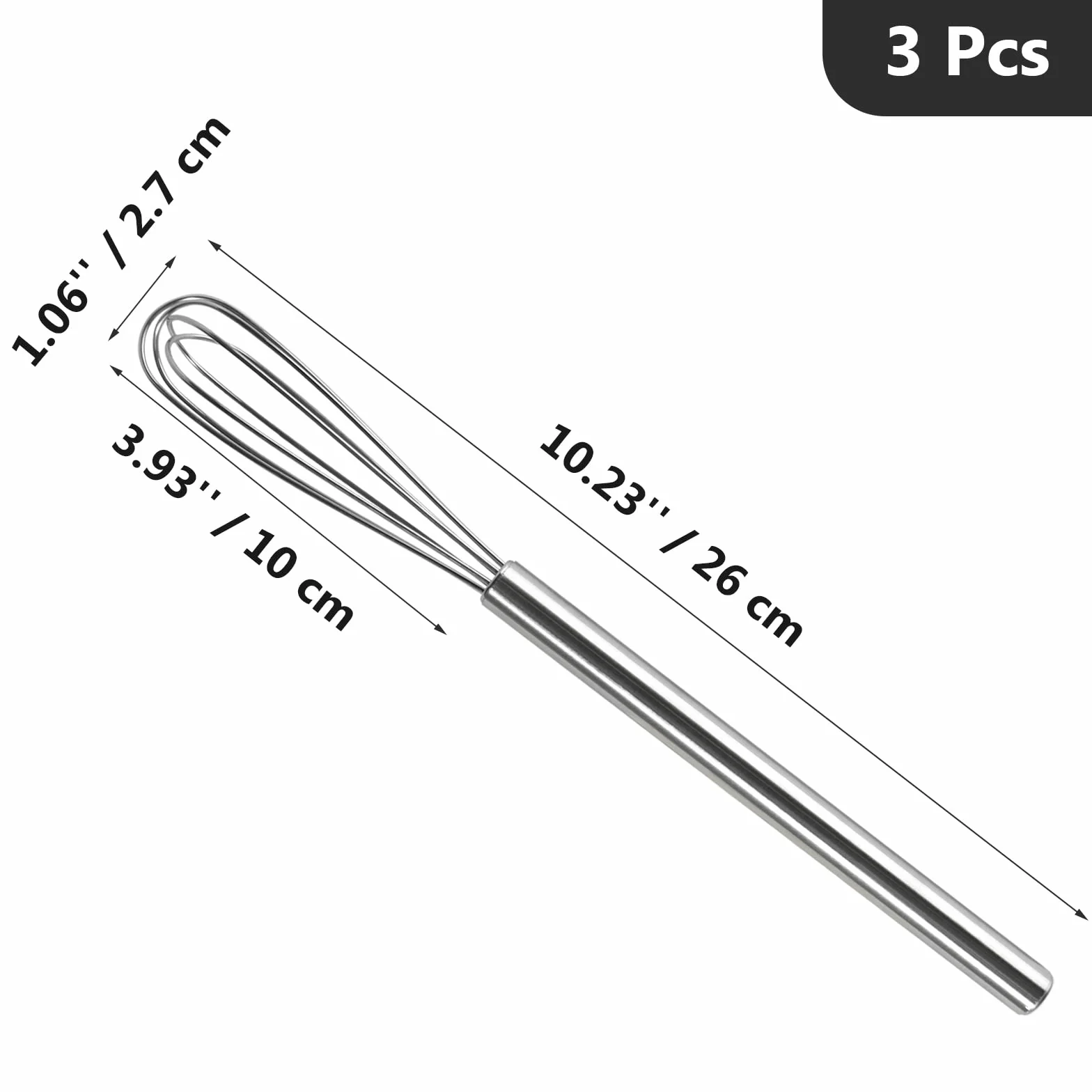 Webake Mini batidor para tazas, 3 unidades, acero inoxidable 304, pequeño juego de batidores para mezclar, batir, espumar y remover