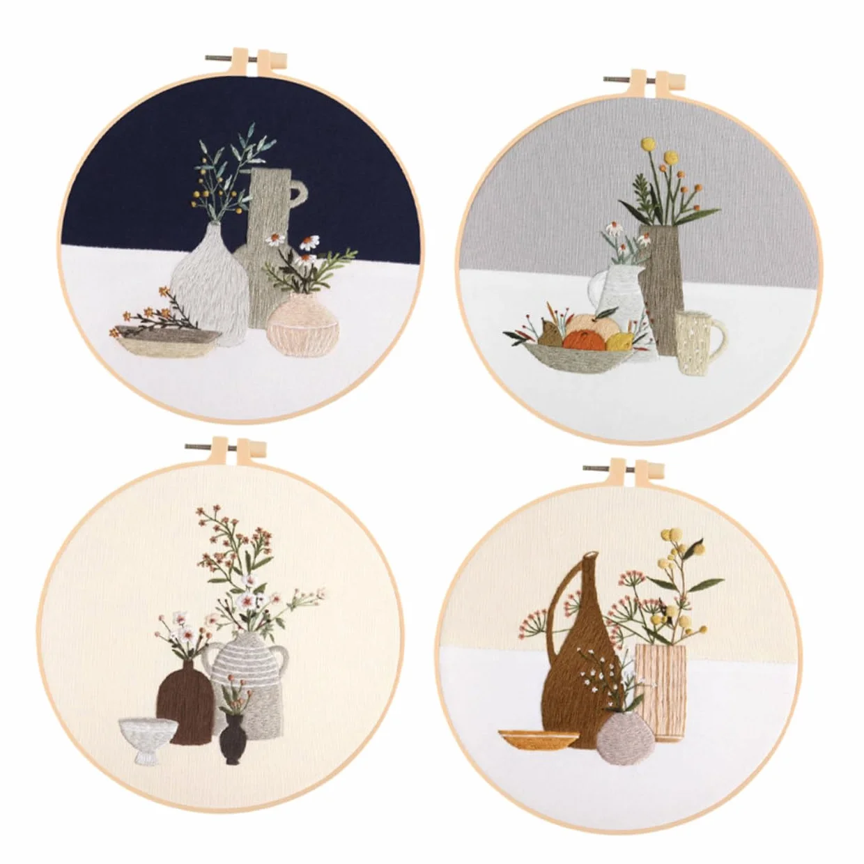 KONTONTY 4 Sets de Kits de Bordado DIY Hilo de Poliéster para Manualidades en Casa