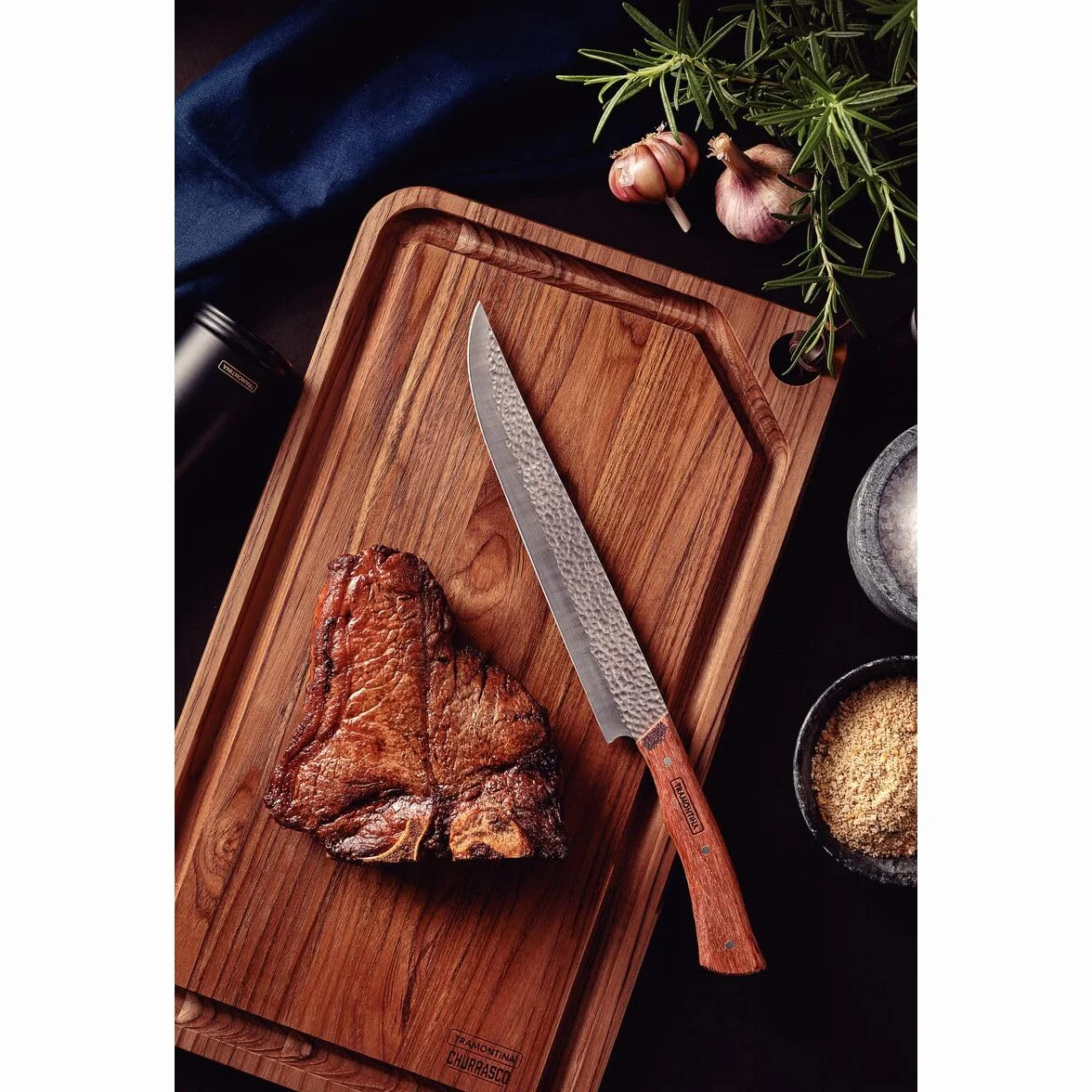 Tramontina Cuchillo para Carne Acero Inoxidable Mango Madera Nômade 25,5 cm
