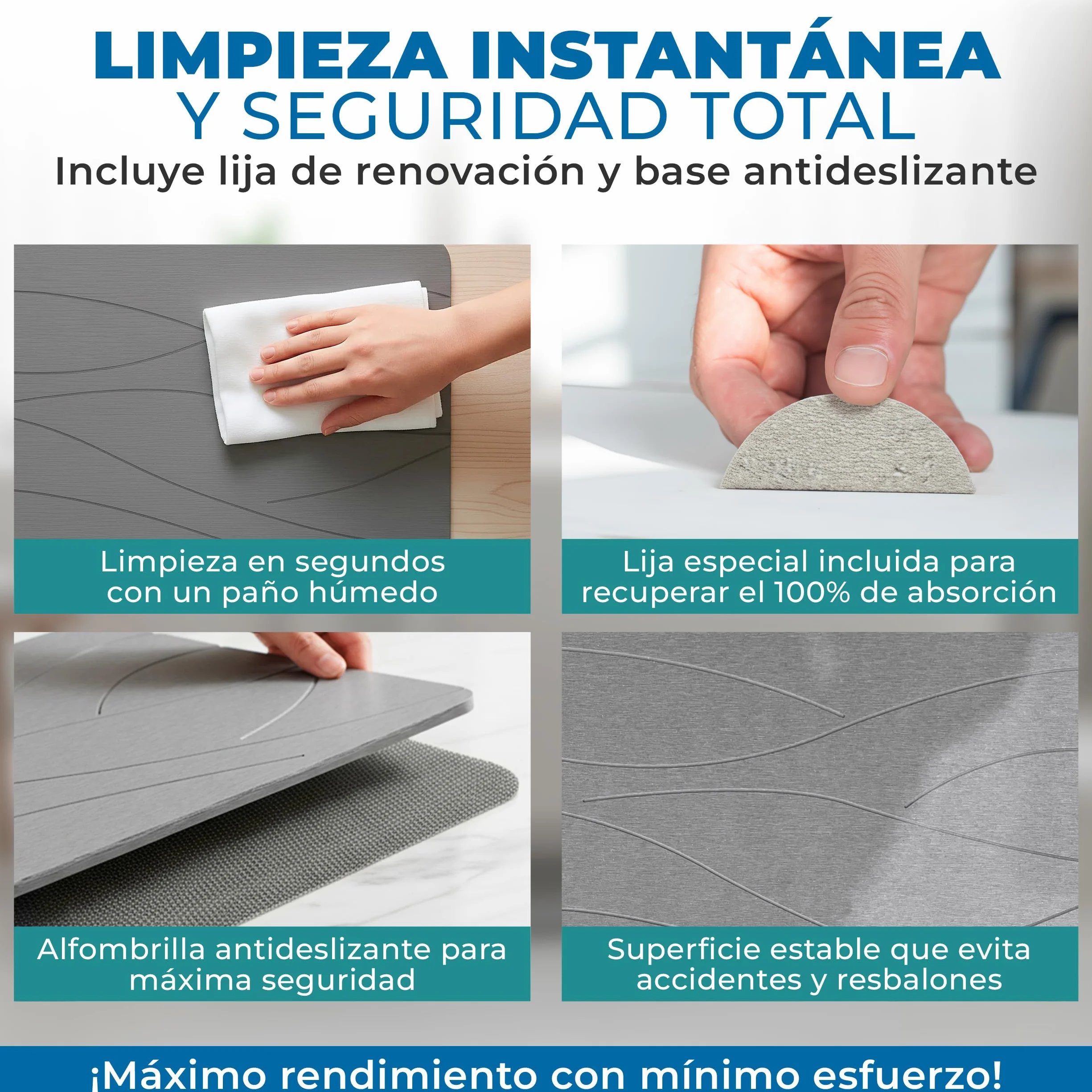 Alfombra Diatomita Baño Antideslizante Antibacteriana Secado Rápido 60x39 cm Gris Oscuro