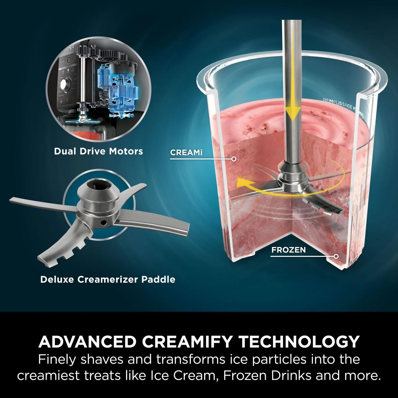 Ninja CREAMi Deluxe - Máquina para hacer helados y postres congelados con 3 recipientes, 10 funciones, hace helado, gelato, sorbete, yogur congelado, batidos, granizados y más, opción de sabor 2 en 1