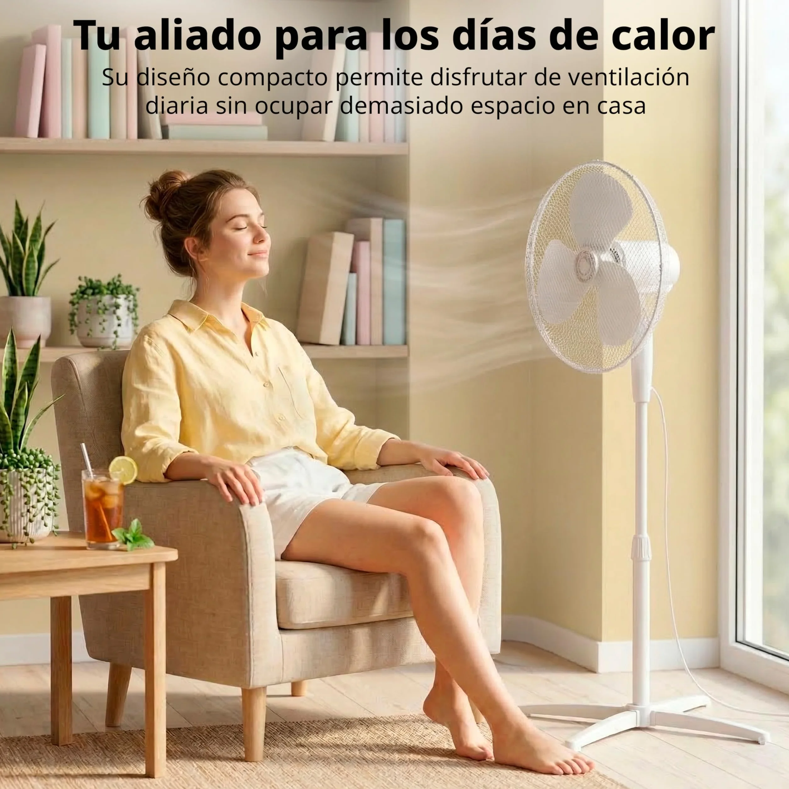 COMFEE Ventilador de Pie 40W 3 Velocidades Oscilación 90º Altura Ajustable Flujo de Aire 40m3/min Silencioso