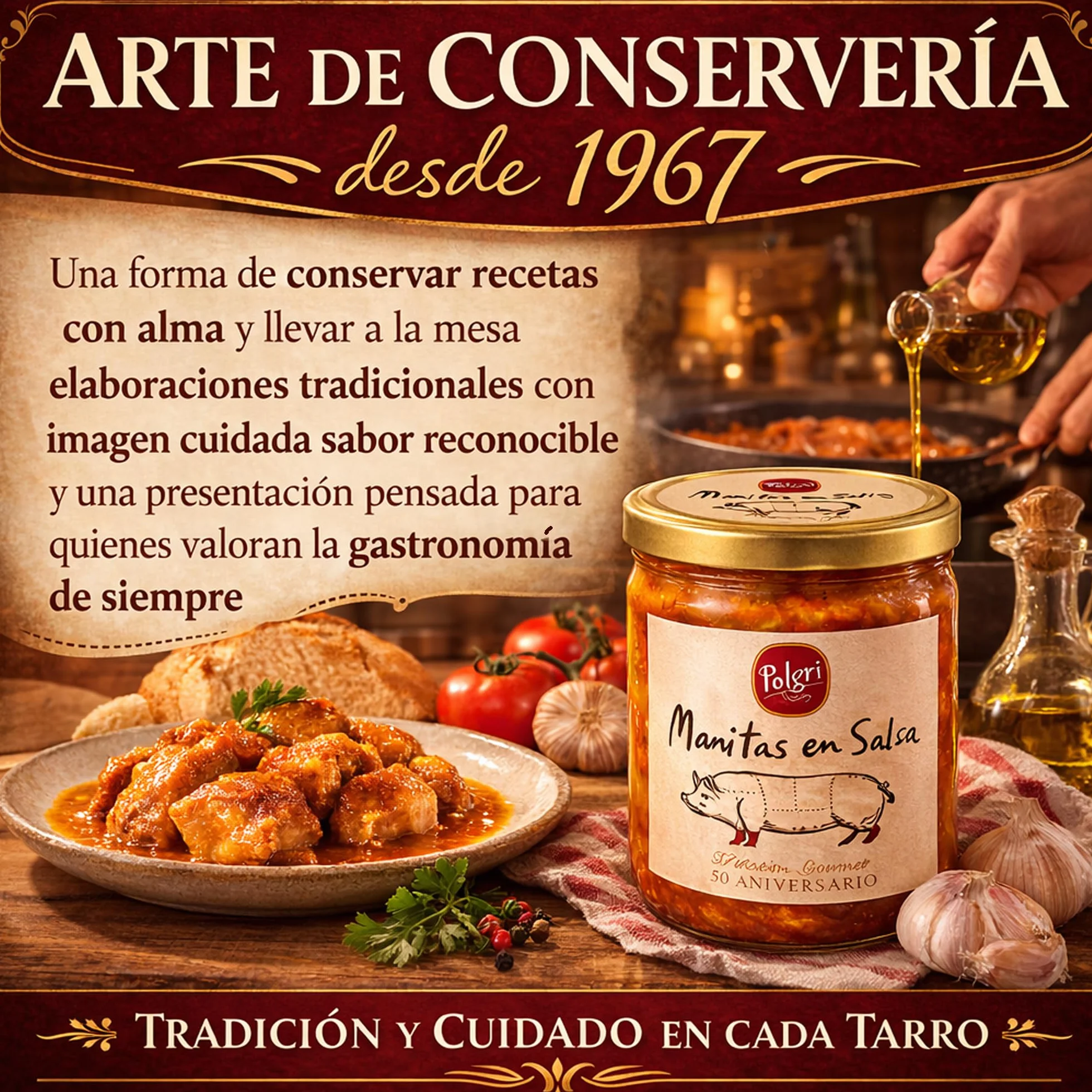 POLGRI Manitas de Cerdo en Salsa Conserva Gourmet 850 ml Plato Preparado