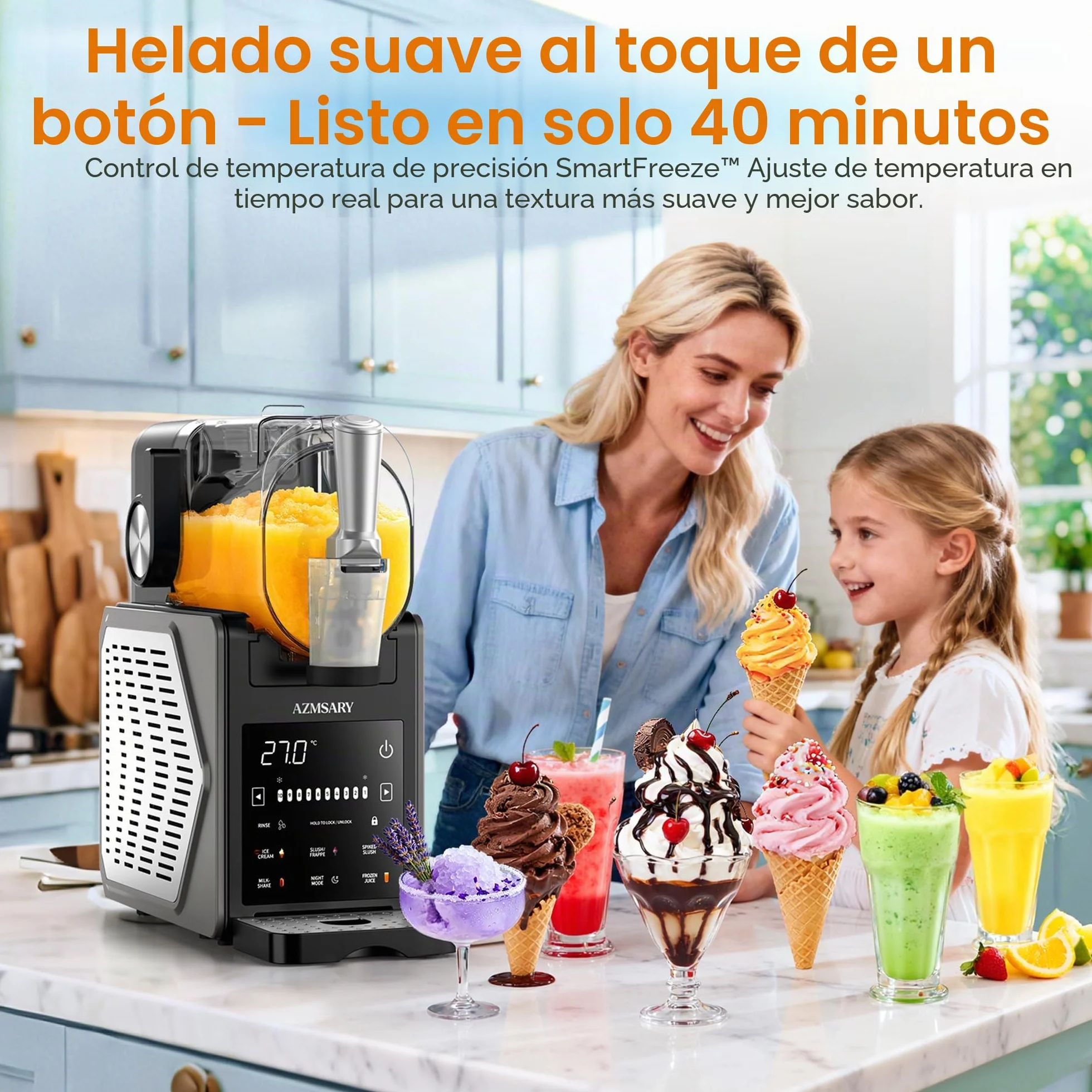 Máquina de granizado – Fácil de usar con un botón 2,5 L Slushie Maker, no requiere hielo, con pantalla LED, 6 programas automáticos para margaritas, frappés, batidos