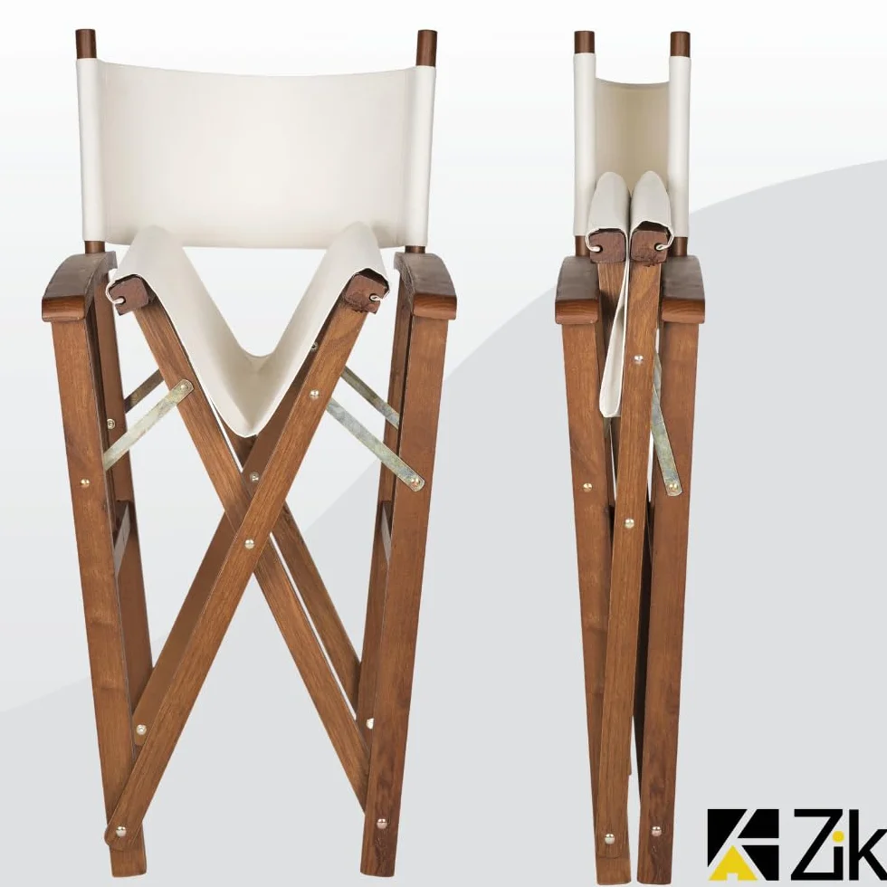 ZIK - Juego de 2 sillas de director plegables de madera, sillas de exterior plegables y plegables, sillas de madera para jardín, mar, playa, fácil mantenimiento, con rellenos extraíbles y lavables