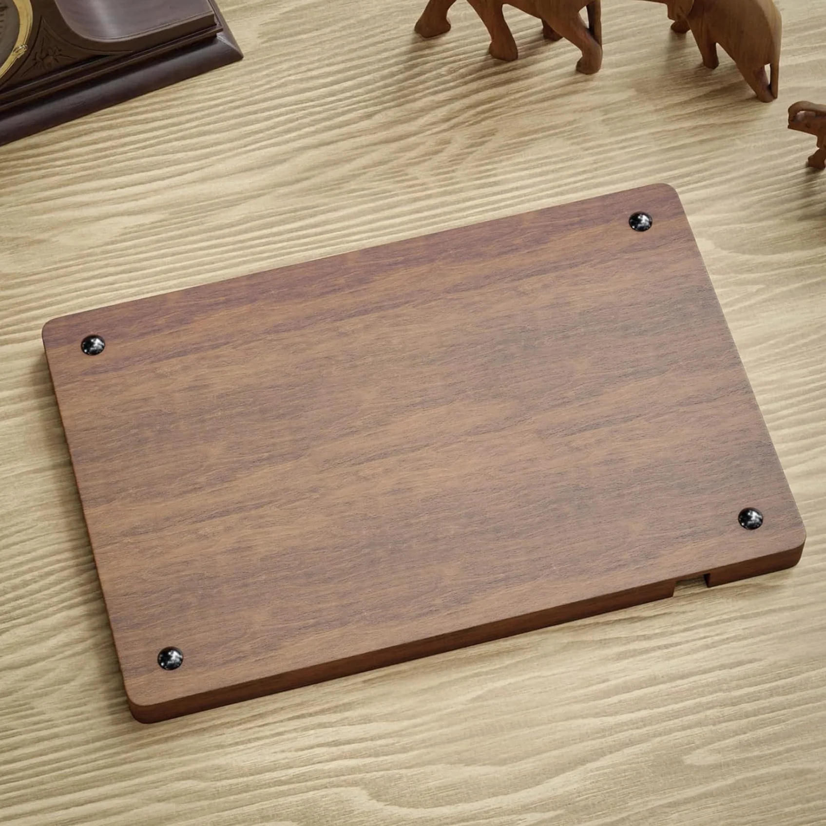 Bandeja de Valet de Madera con incrustación de Cuero, Organizador de Nocturno de Compartimento 12x8 para Hombres Mujeres, Captura Todo Bandeja para Llaves, teléfono, Billetera, Reloj, Auriculares, or